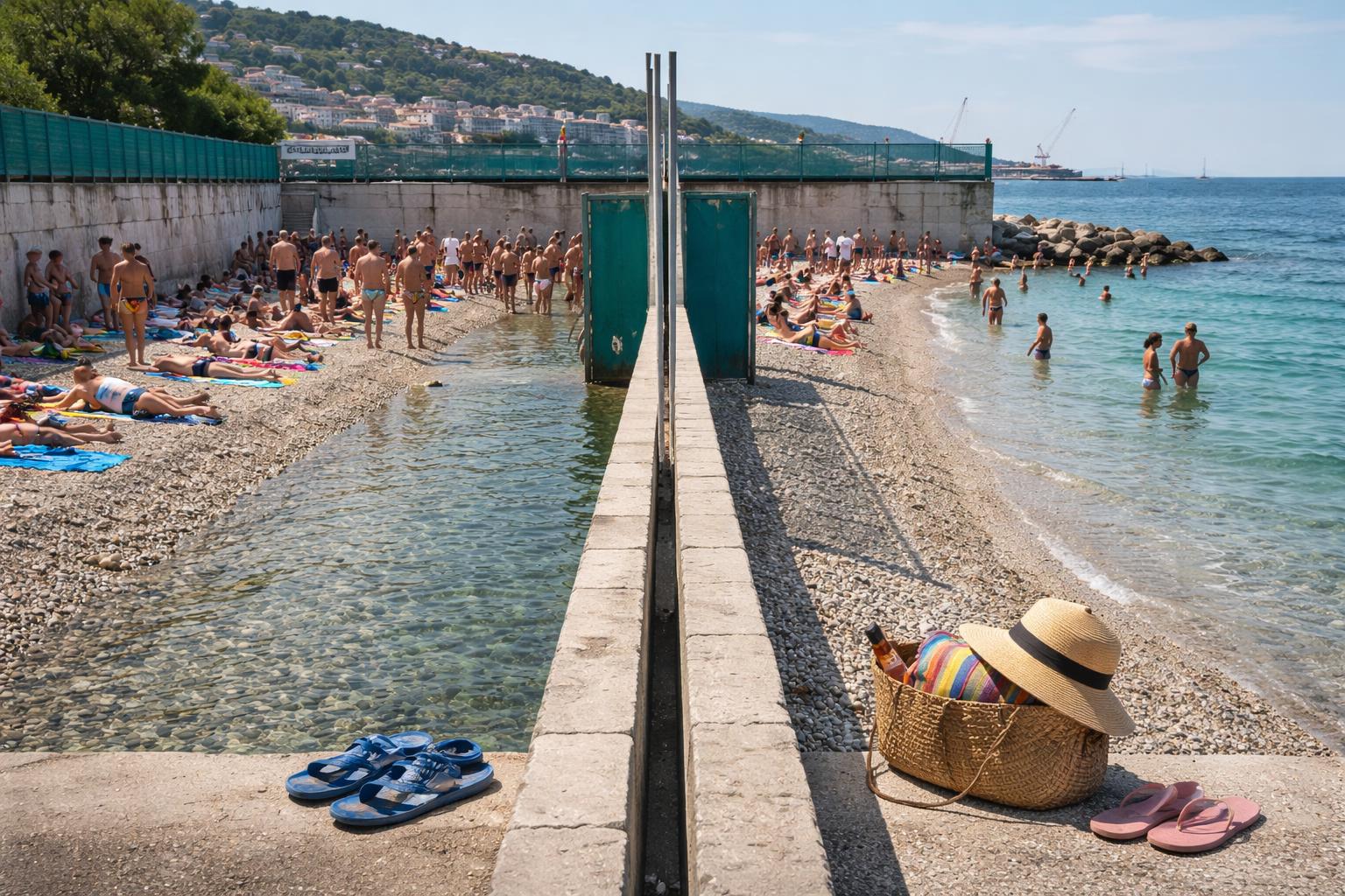 Redaktionelle Szene zum Thema „Streit um Geschlechtertrennung in Triester Strandbad „El Pedocin““
