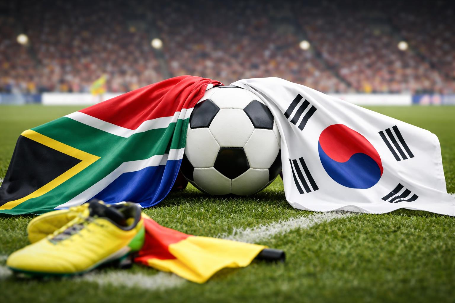 Redaktionelle Szene zum Thema „Südafrika zieht mit 1:0 gegen Südkorea ins Sechzehntelfinale ein“