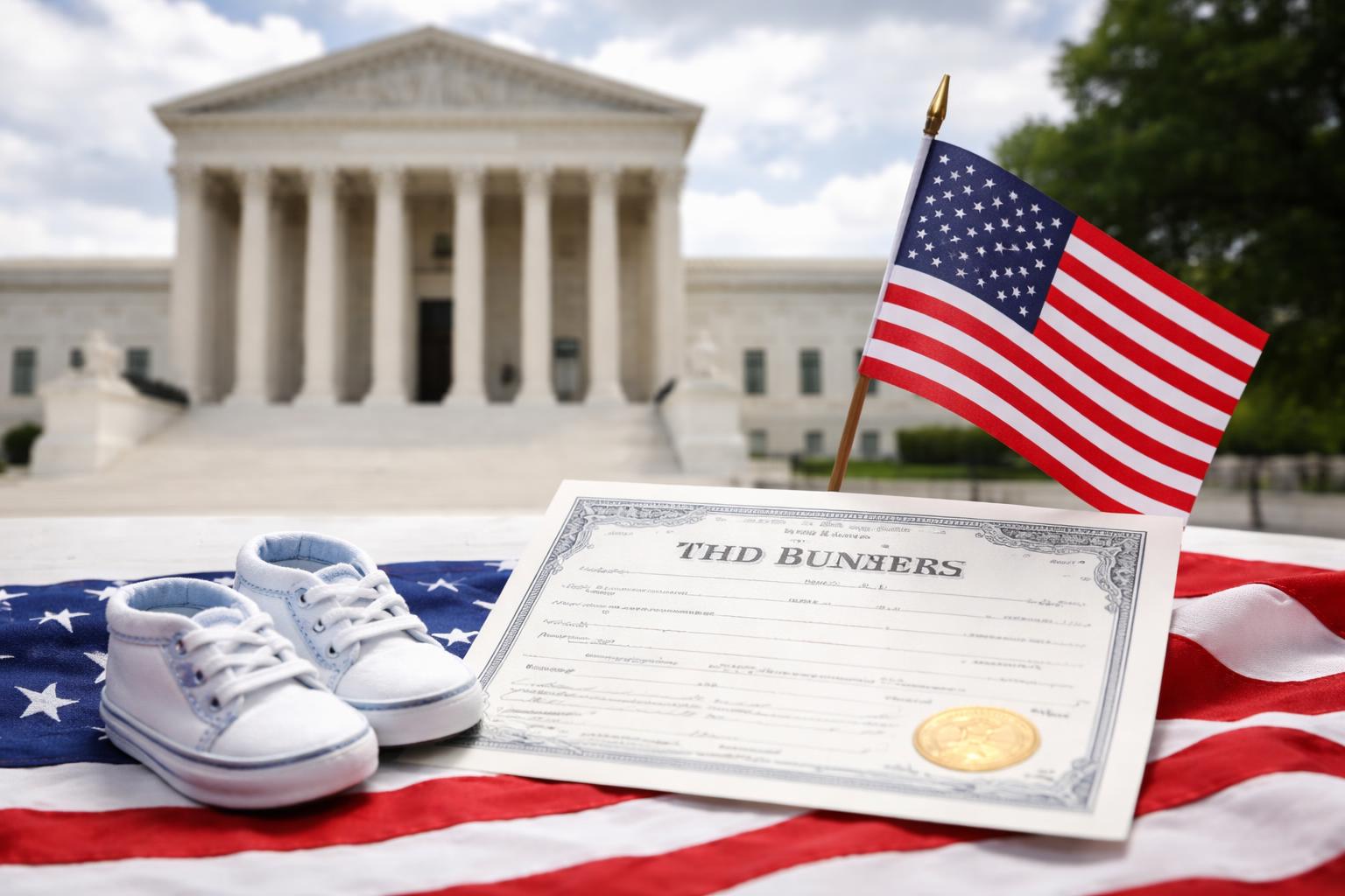 Redaktionelle Szene zum Thema „Supreme Court bestätigt Staatsbürgerschaft bei Geburt in den USA“