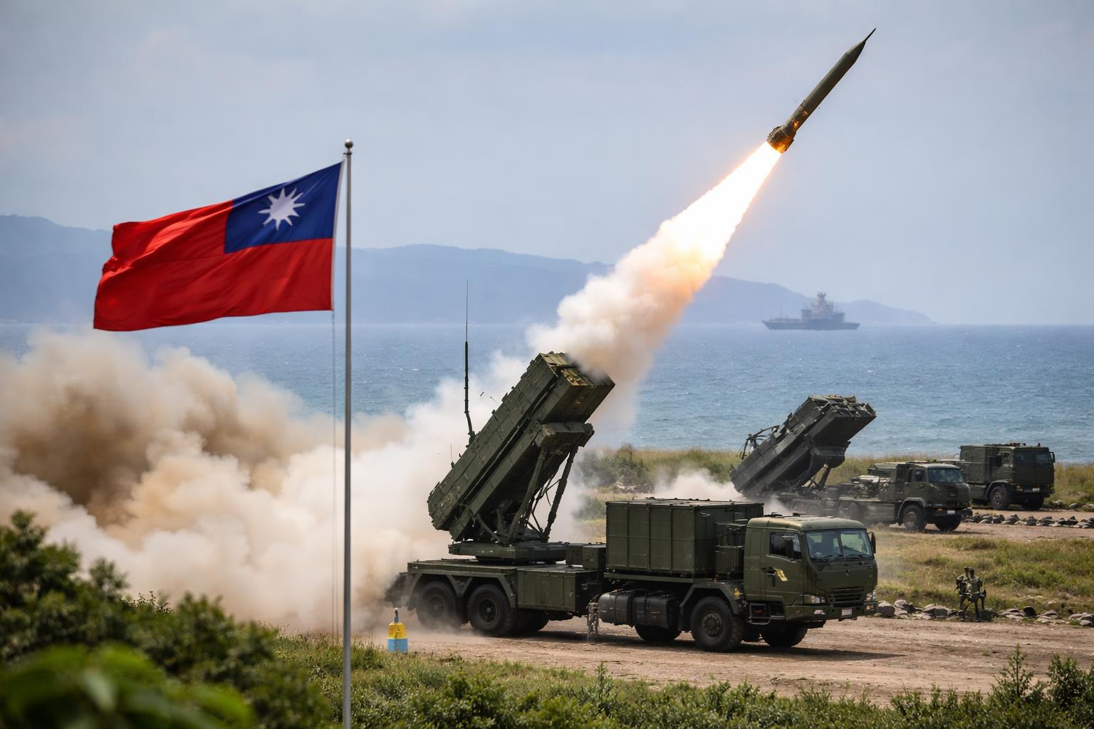 Redaktionelle Szene zum Thema „Taiwan beginnt großes Militärmanöver gegen Bedrohung aus China“