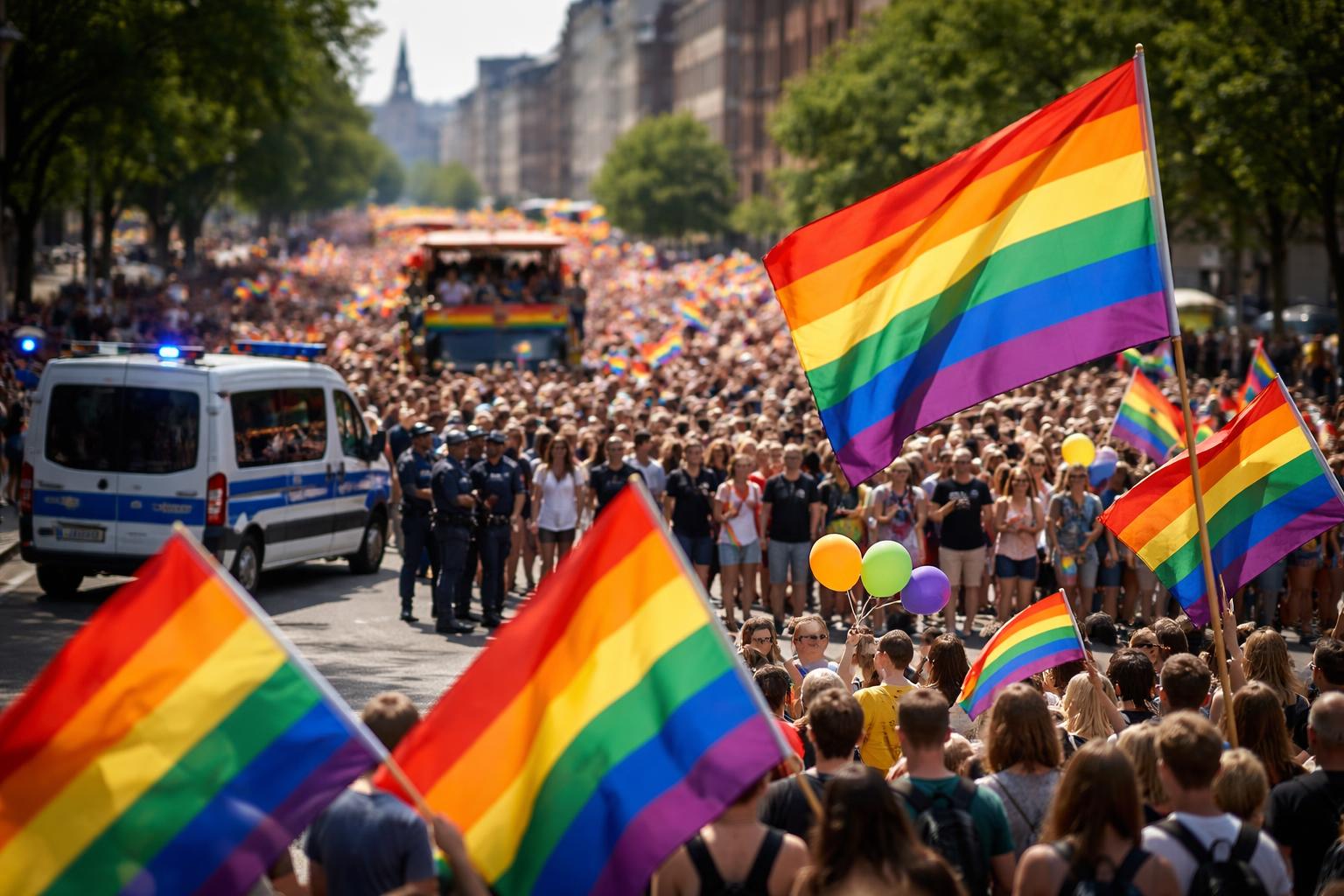 Redaktionelle Szene zum Thema „Tausende feiern CSD-Paraden in mehreren deutschen Städten“