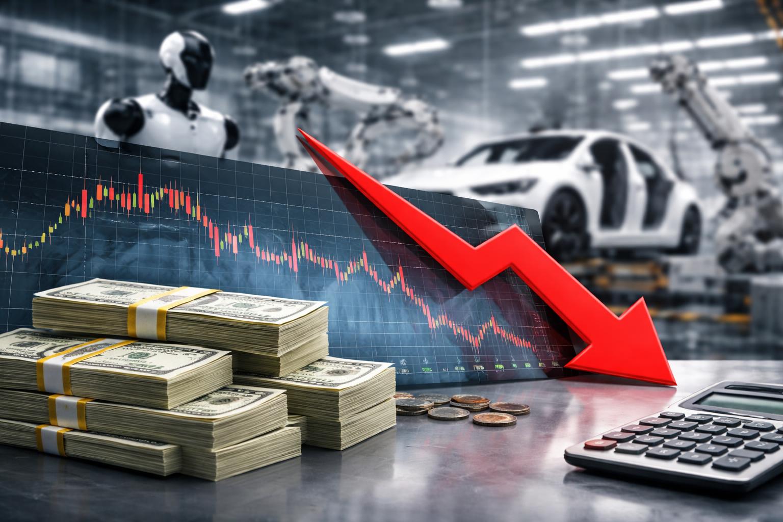 Redaktionelle Szene zum Thema „Tesla rutscht nach Quartalszahlen ins Minus: Hohe KI- und Robotik-Ausgaben belasten Cashflow“