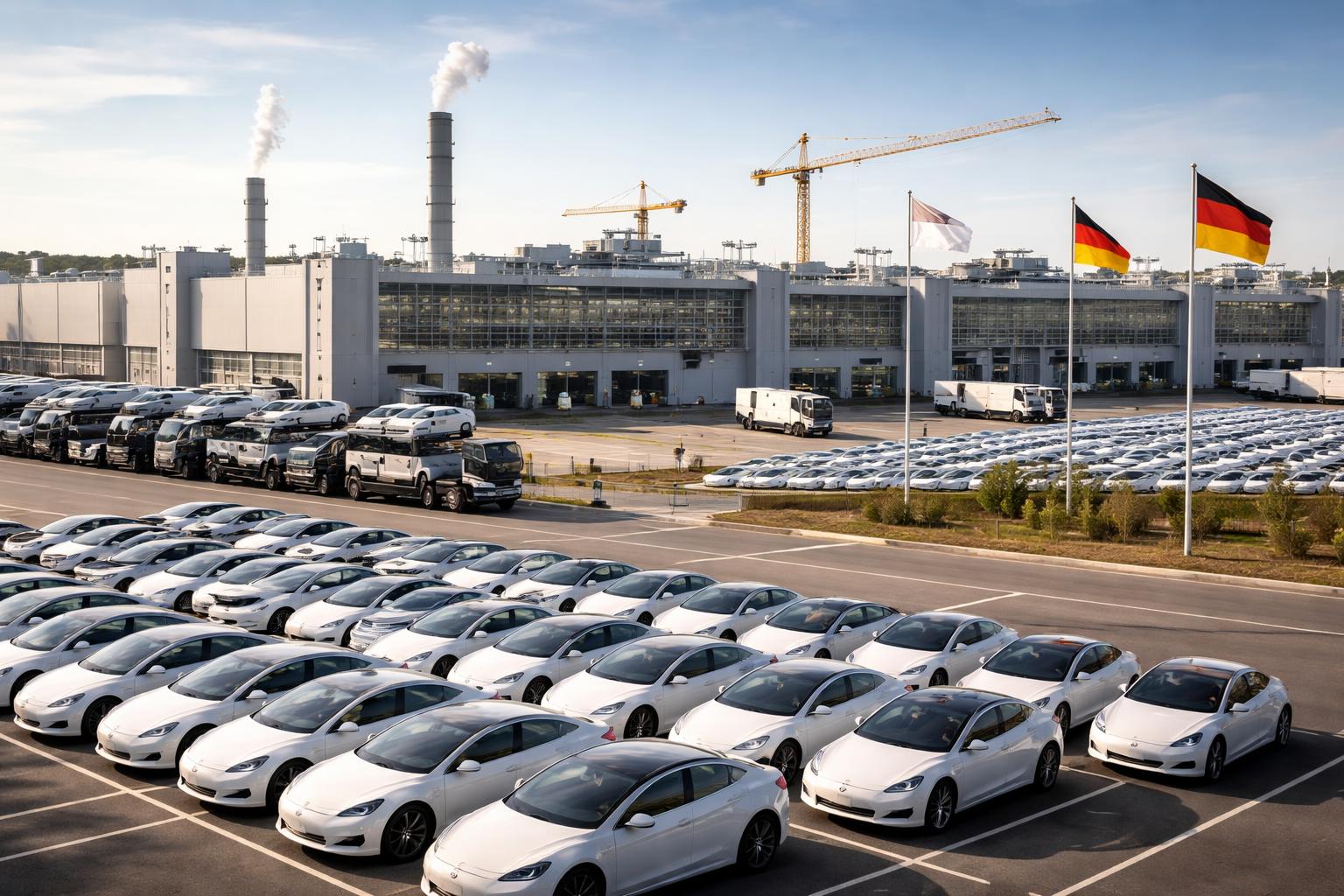 Redaktionelle Szene zum Thema „Tesla steigert Produktion und Gewinn in Deutschland“