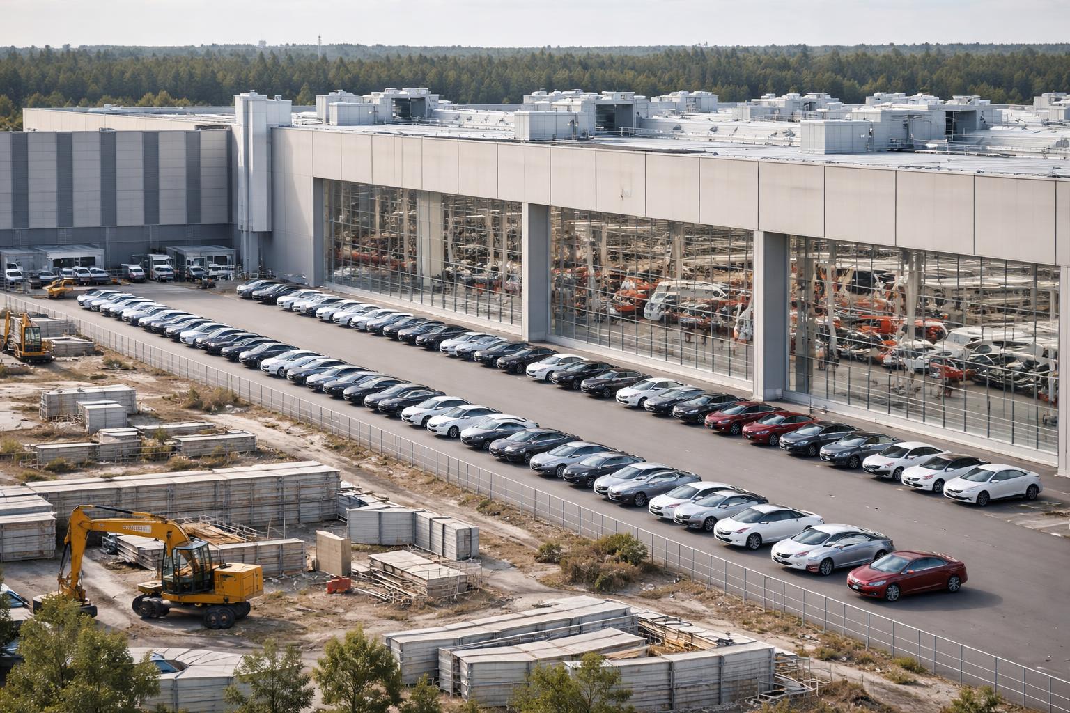 Redaktionelle Szene zum Thema „Tesla will Produktion in Grünheide weiter hochfahren und 1.000 Stellen schaffen“