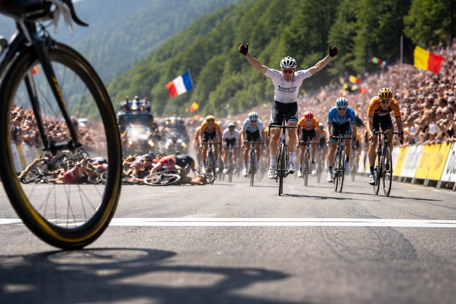 Redaktionelle Szene zum Thema „Tim Merlier gewinnt auch die zwölfte Tour-Etappe“