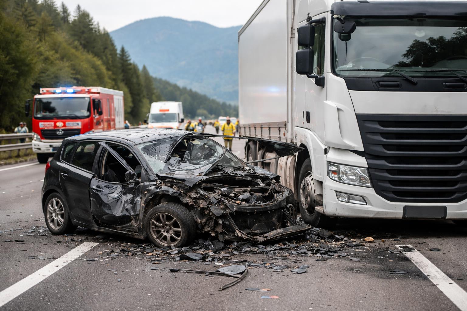 Redaktionelle Szene zum Thema „Tödlicher Unfall auf der S37: Autolenker stirbt bei Kollision mit Lkw“