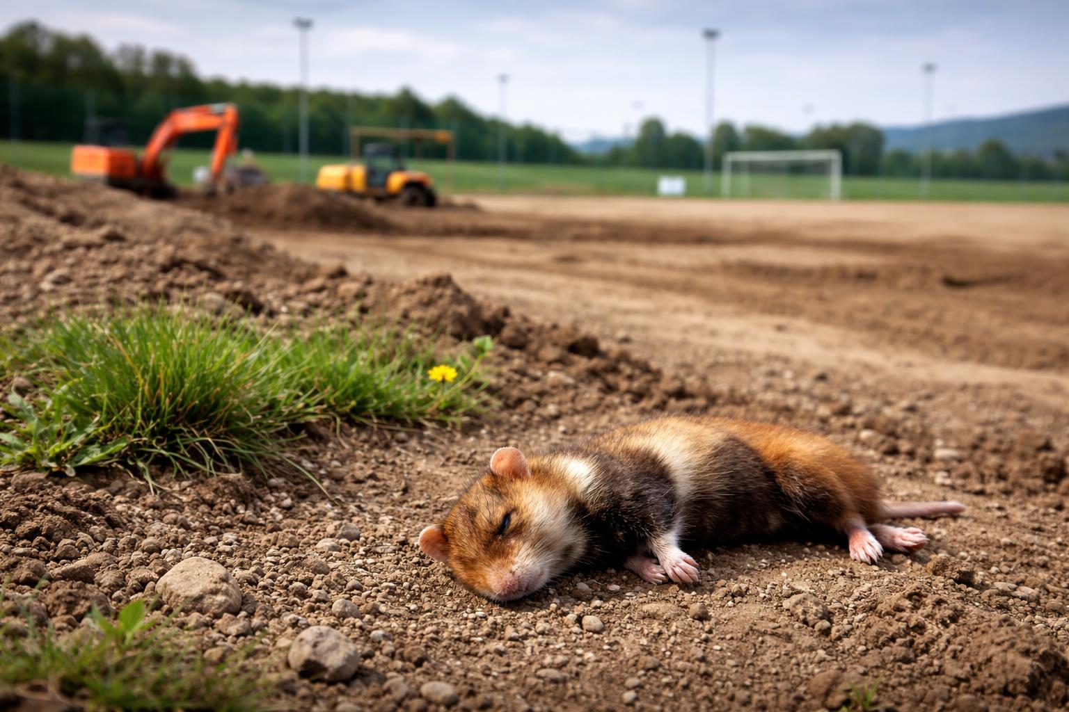 Redaktionelle Szene zum Thema „Toter Feldhamster bringt Fußballplatz-Projekt in Niederösterreich unter Druck“