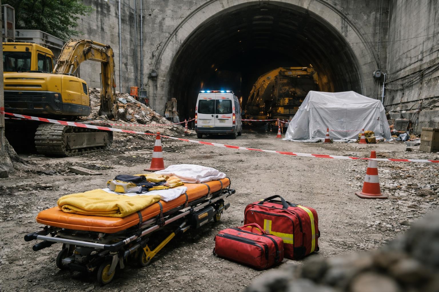 Redaktionelle Szene zum Thema „Toter und Schwerverletzter bei Unfall auf Semmering-Baustelle“