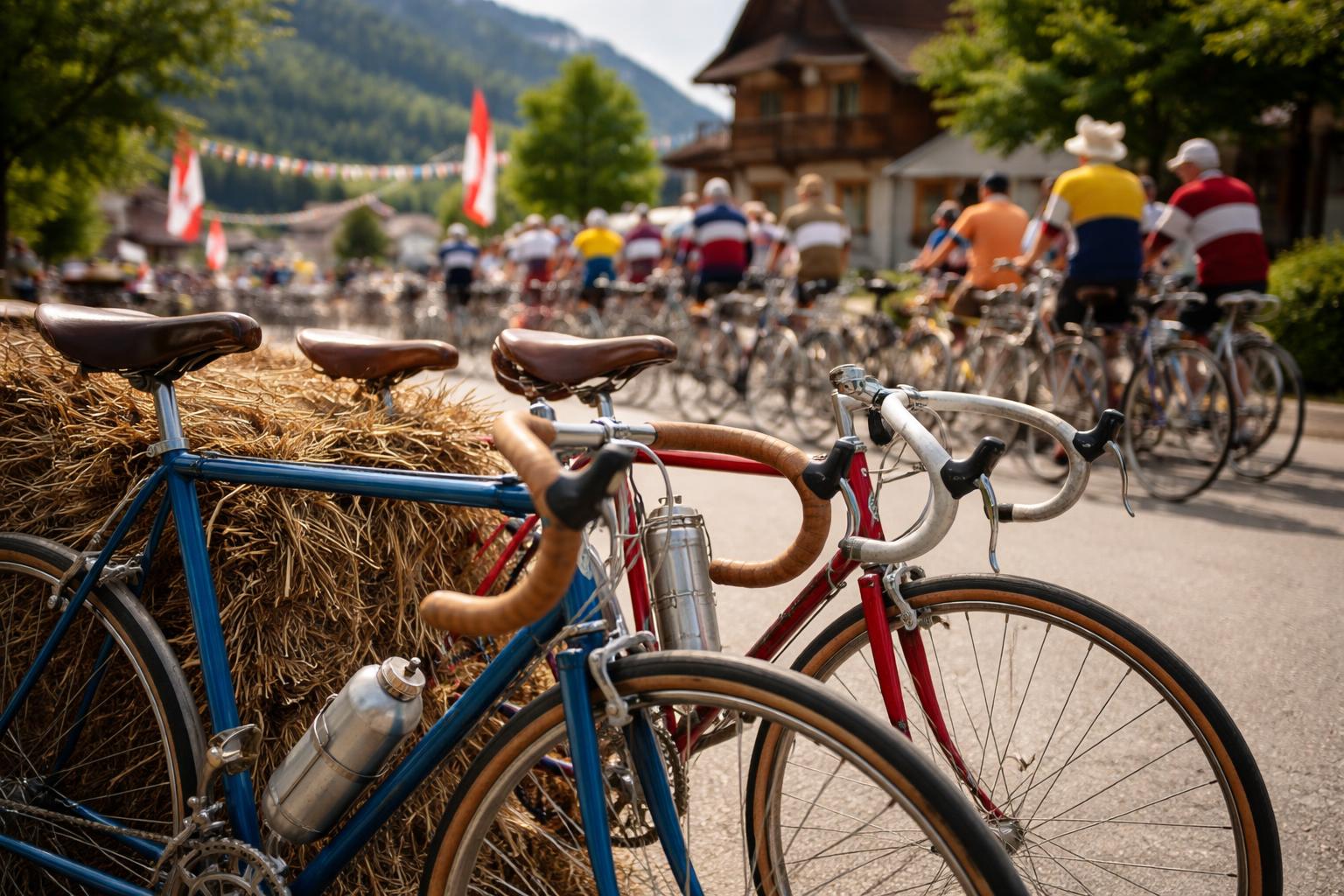 Redaktionelle Szene zum Thema „Tour d’Alba: Retro-Radrennen mit alten Rädern und viel Charme“