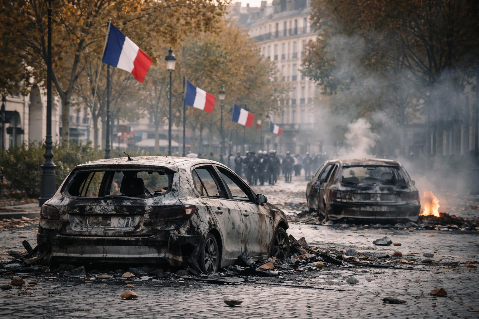 Redaktionelle Szene zum Thema „Trump macht Einwanderung für Unruhen in Frankreich verantwortlich“