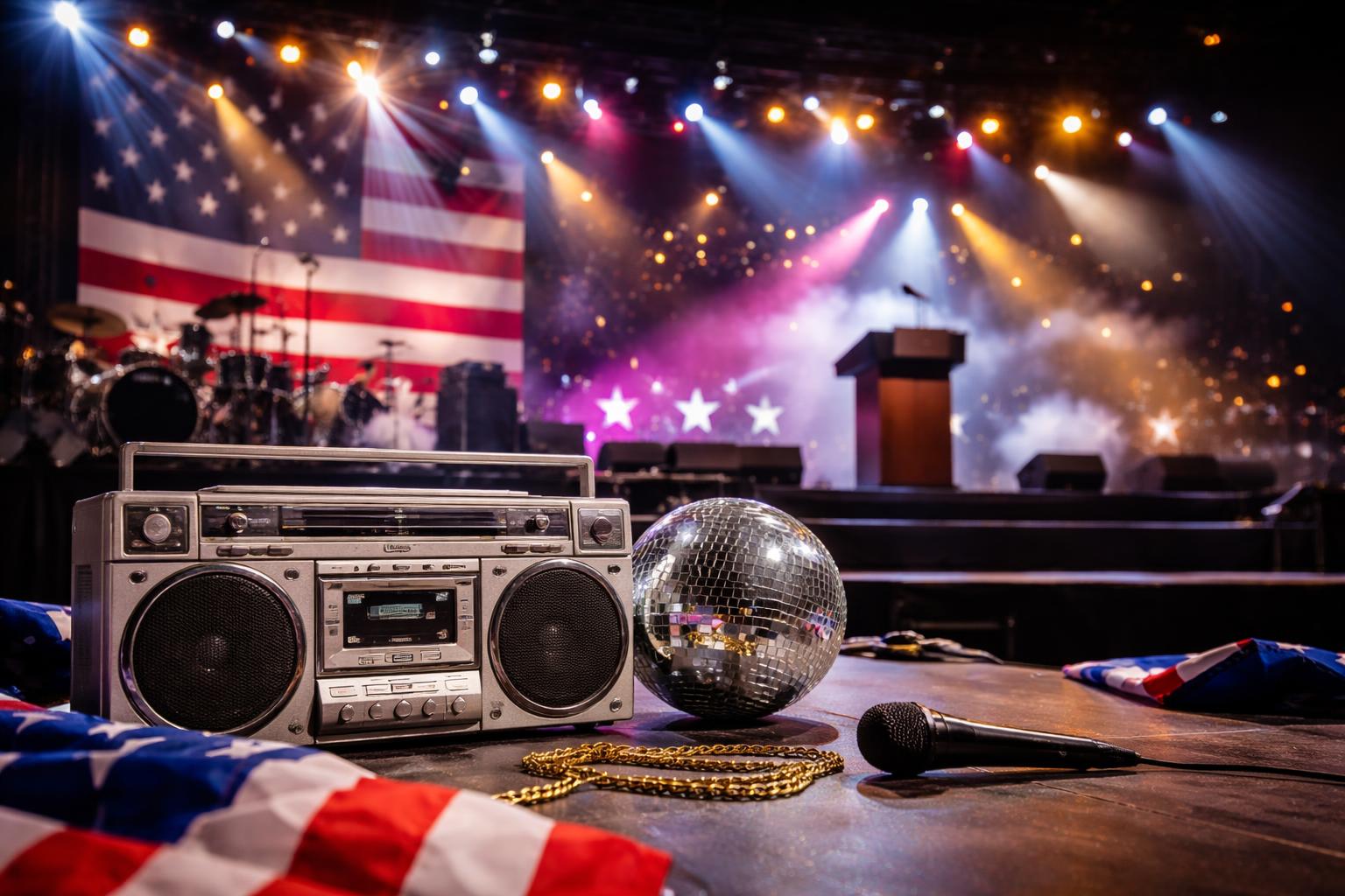 Redaktionelle Szene zum Thema „Trump plant Jubiläumsshow mit Disco- und Rap-Namen – erste Zusagen wackeln“