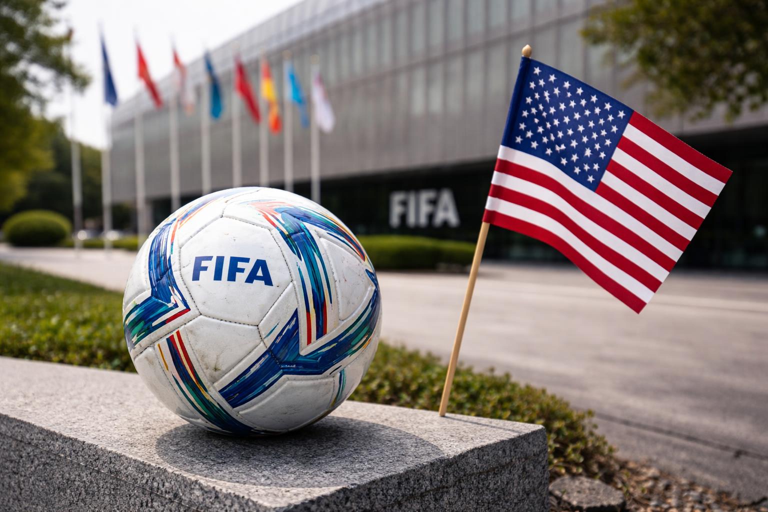 Redaktionelle Szene zum Thema „Trump stellt sich hinter Infantino im Streit um den FIFA-Kurs“