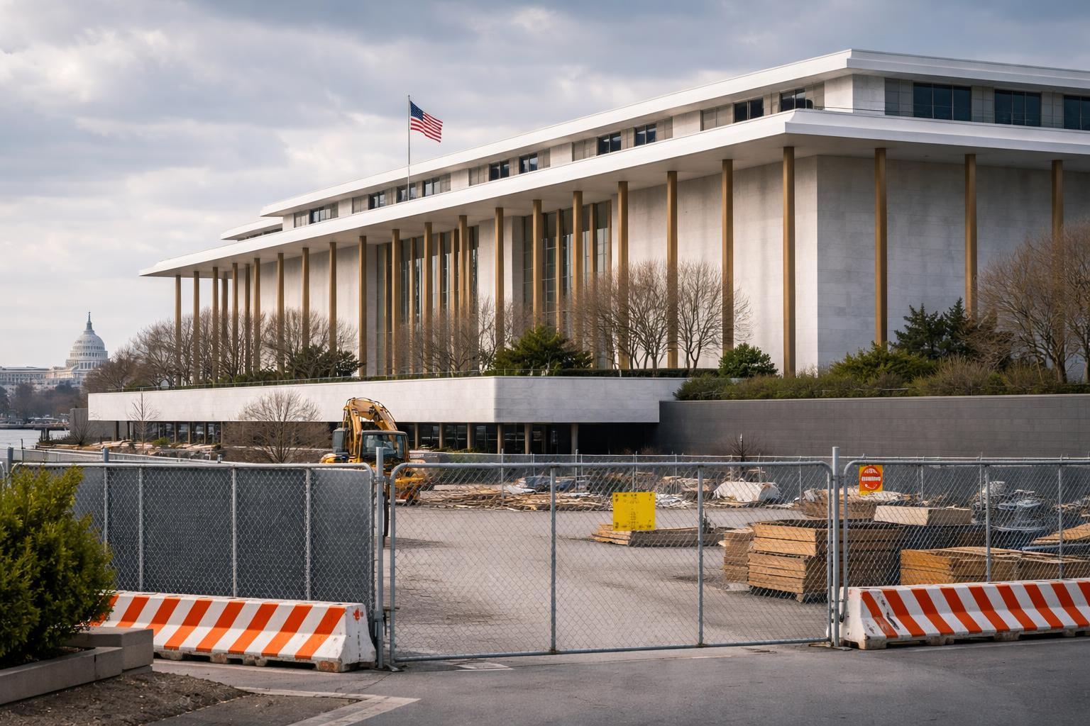 Redaktionelle Szene zum Thema „Trump verliert Namensrecht am Kennedy Center und sagt Renovierung ab“