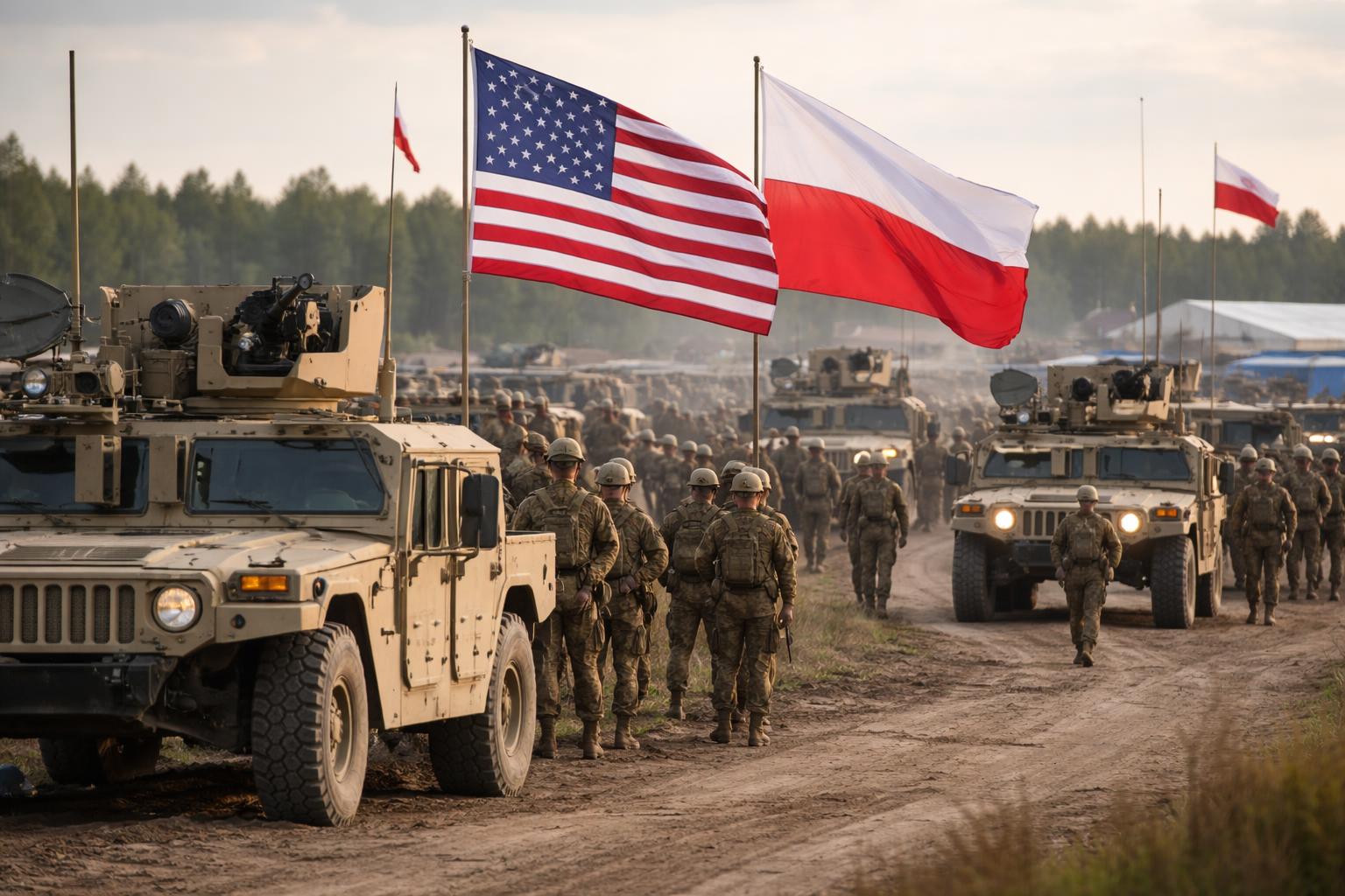 Redaktionelle Szene zum Thema „Trump will 5.000 US-Soldaten nach Polen verlegen“
