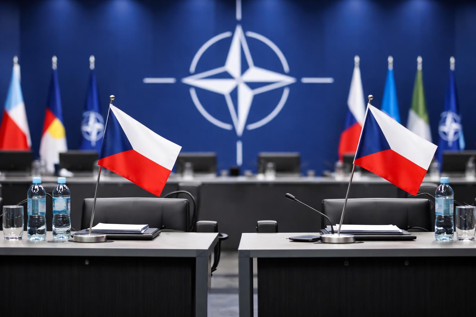 Redaktionelle Szene zum Thema „Tschechien schickt wegen Streit um Gipfelteilnahme getrennte Delegationen zum NATO-Treffen“