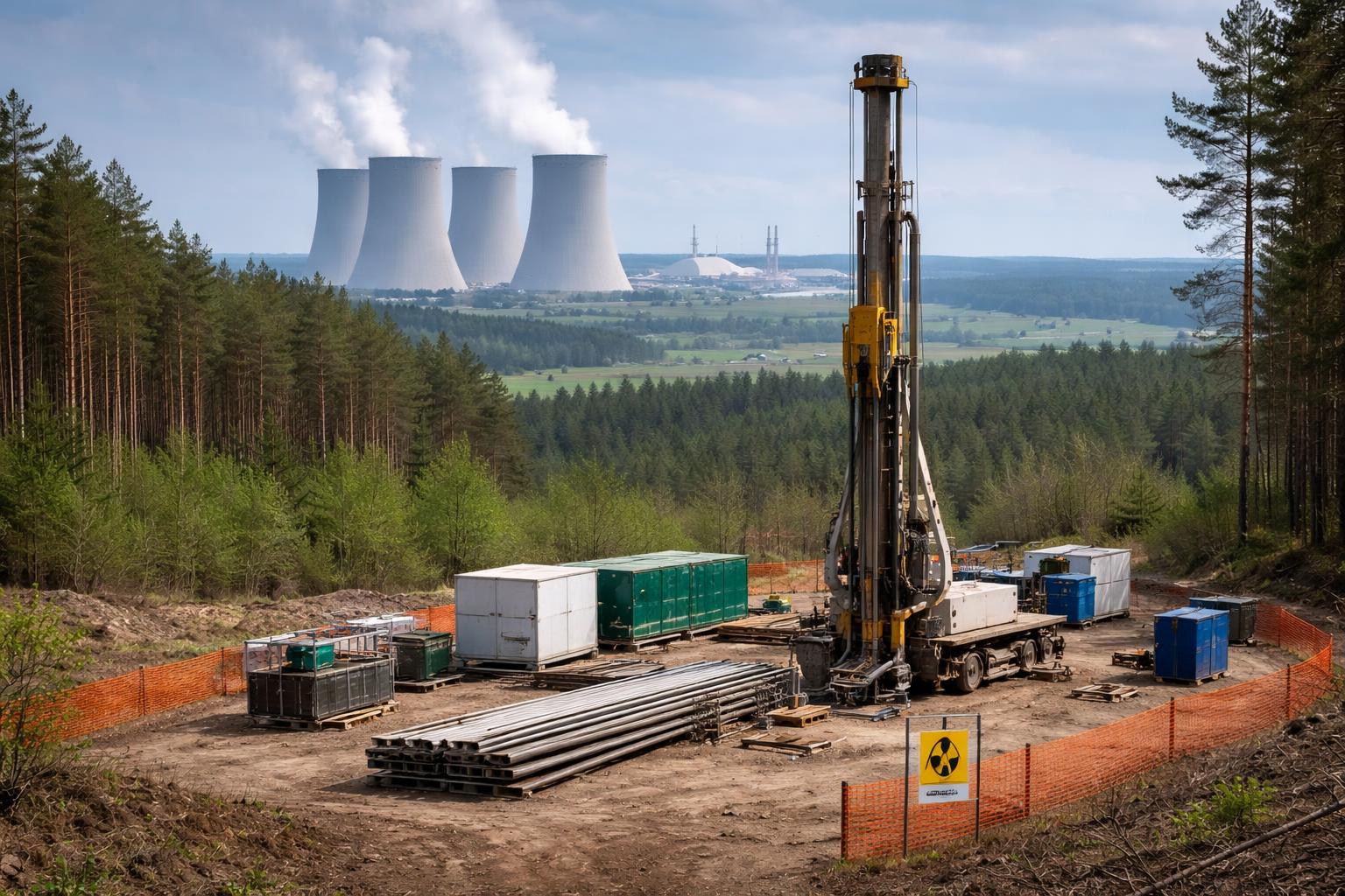 Redaktionelle Szene zum Thema „Tschechien startet erste Probebohrungen für mögliches Atommüll-Endlager bei Temelín“