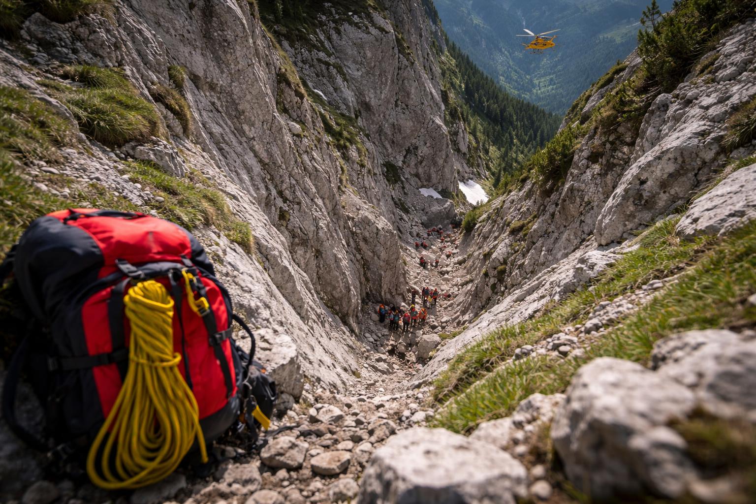 Redaktionelle Szene zum Thema „Tschechische Wanderin stürzt am Nordalpenweg in eine Rinne und stirbt“