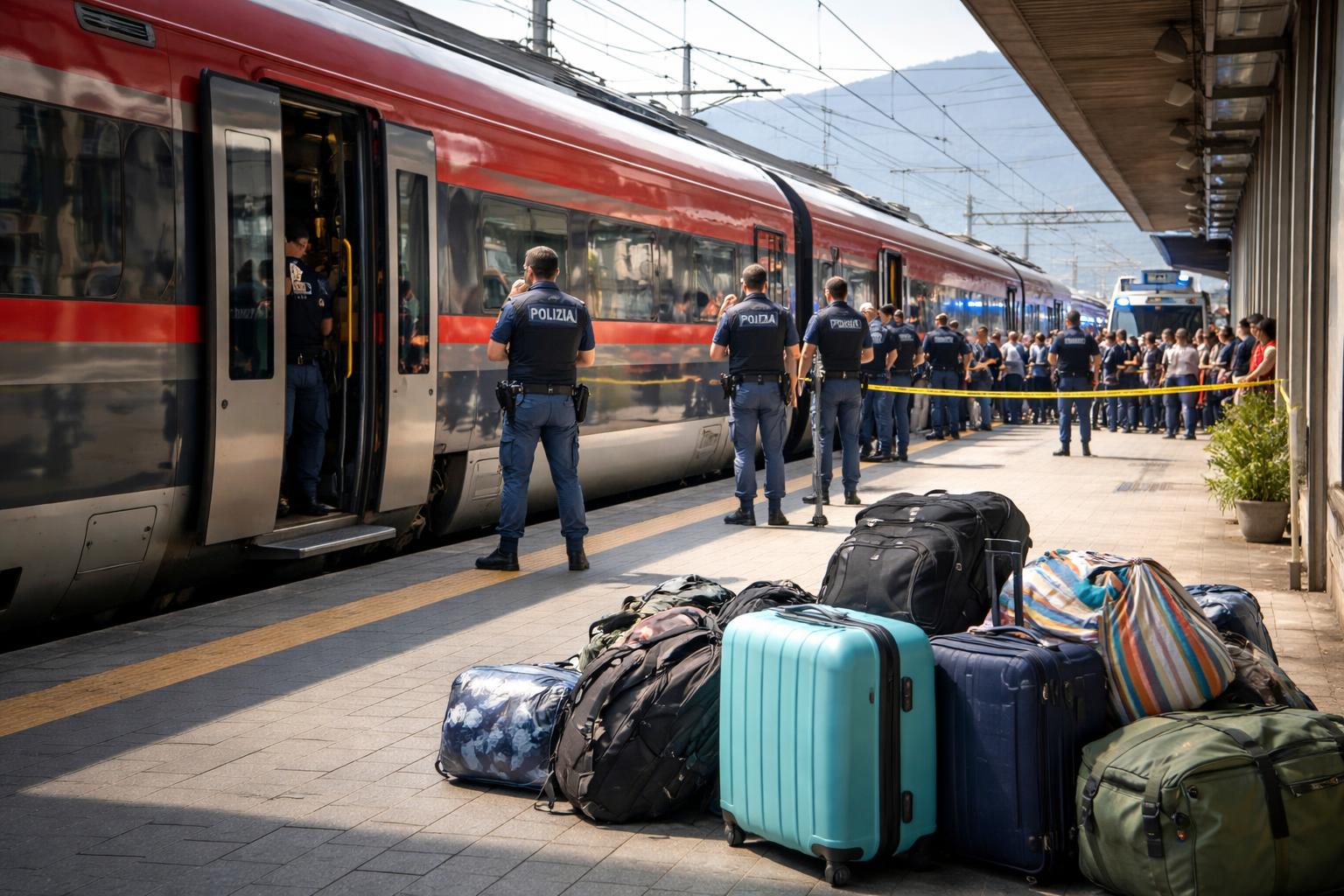Redaktionelle Szene zum Thema „Überfüllter Railjet in Udine von Polizei geräumt“