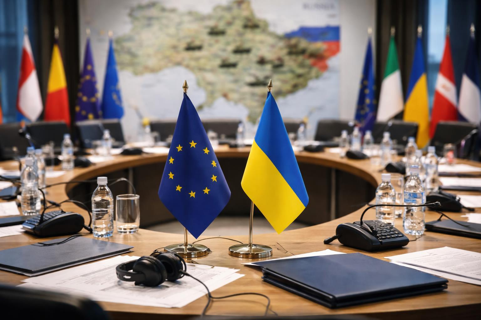 Redaktionelle Szene zum Thema „Ukraine-Krieg: Europa ringt um gemeinsame Linie für mögliche Verhandlungen“
