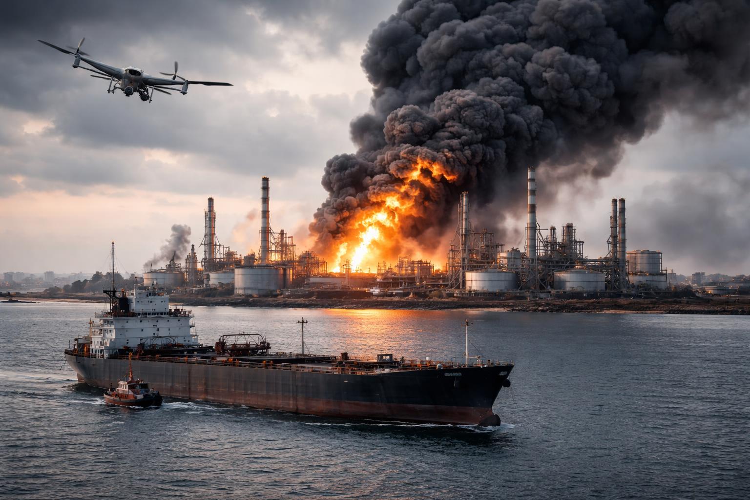 Redaktionelle Szene zum Thema „Ukraine setzt Angriffe auf russische Öl-Infrastruktur fort“