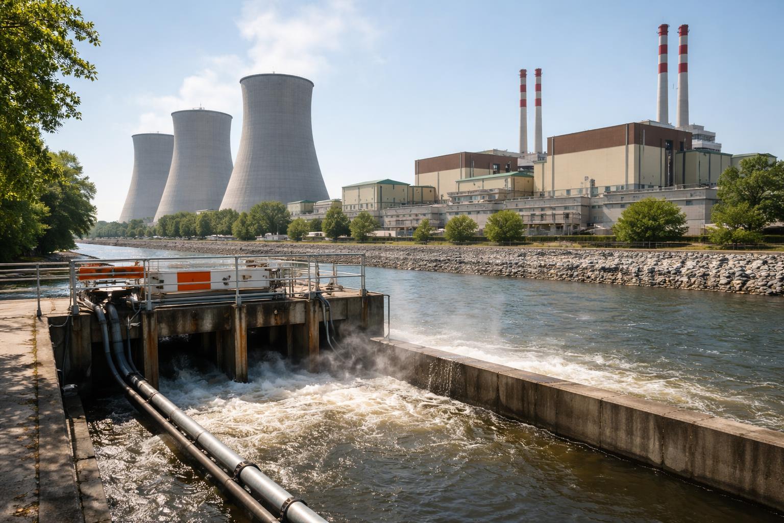 Redaktionelle Szene zum Thema „Ungarns einziges Atomkraftwerk Paks wird wegen Hitze abgeschaltet“