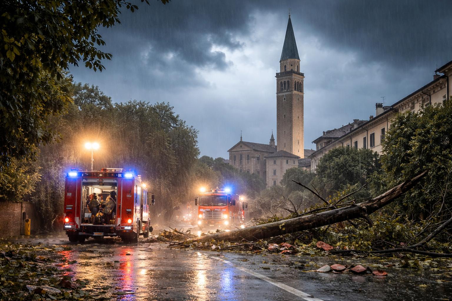 Redaktionelle Szene zum Thema „Unwetter richten in Friaul schwere Schäden an – mehr als 100 Einsätze“