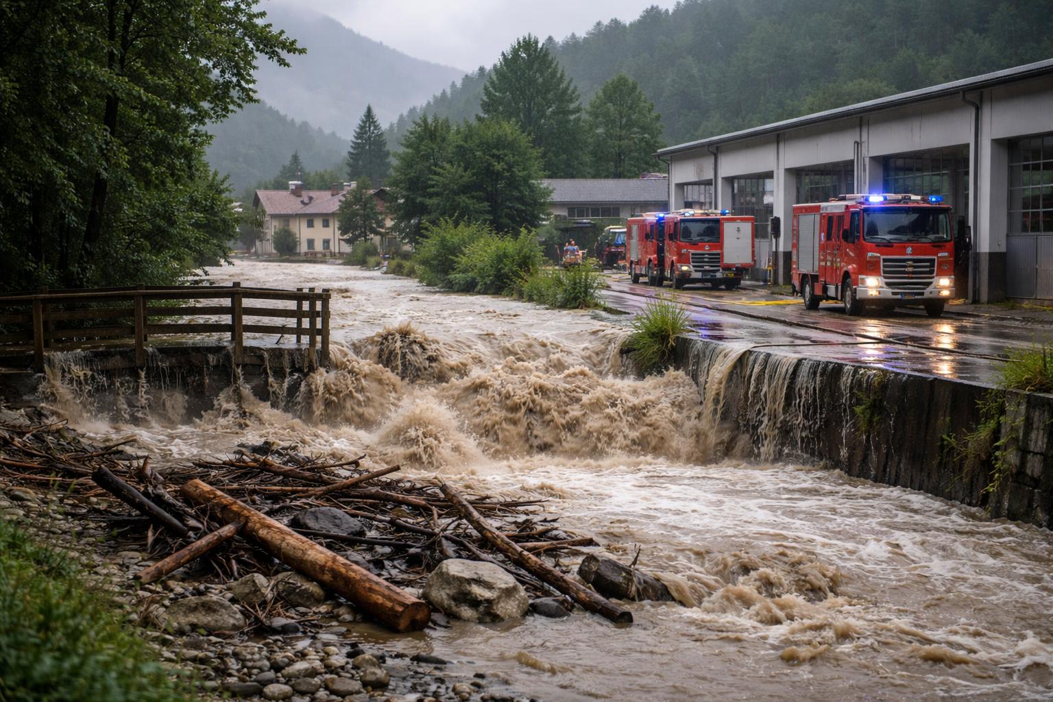 Redaktionelle Szene zum Thema „Unwetter verursachten in Kärnten Schäden und mehr als 60 Feuerwehreinsätze“