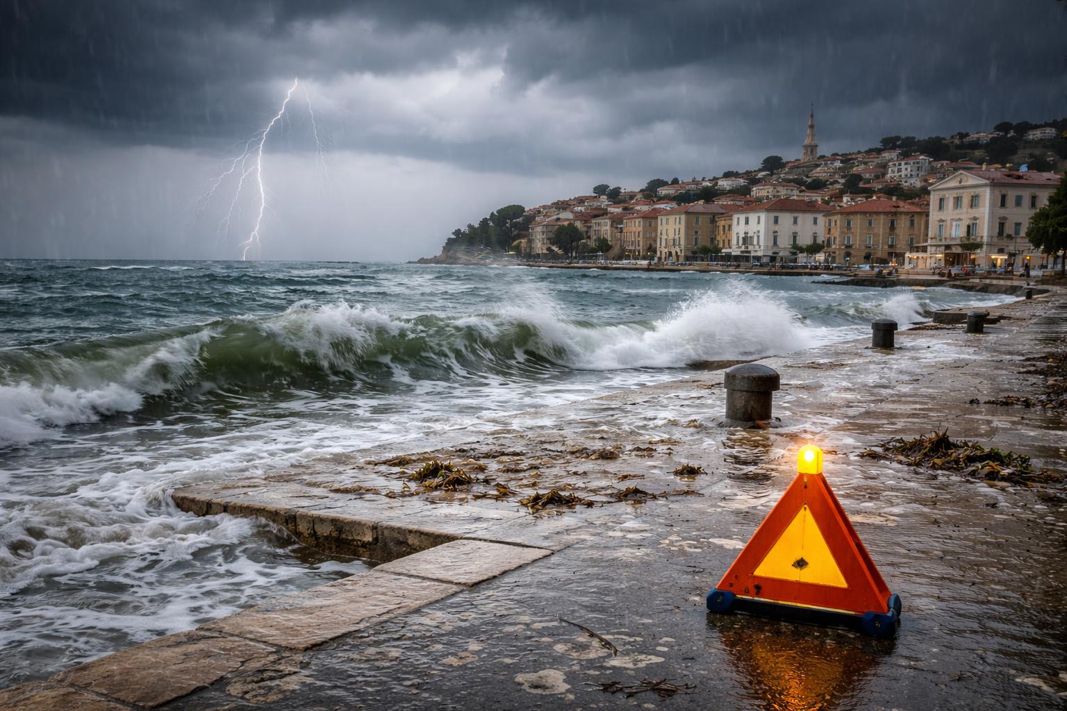 Redaktionelle Szene zum Thema „Unwetterwarnungen an der Adria: Italien, Slowenien und Kroatien rechnen mit Starkregen und Gewittern“