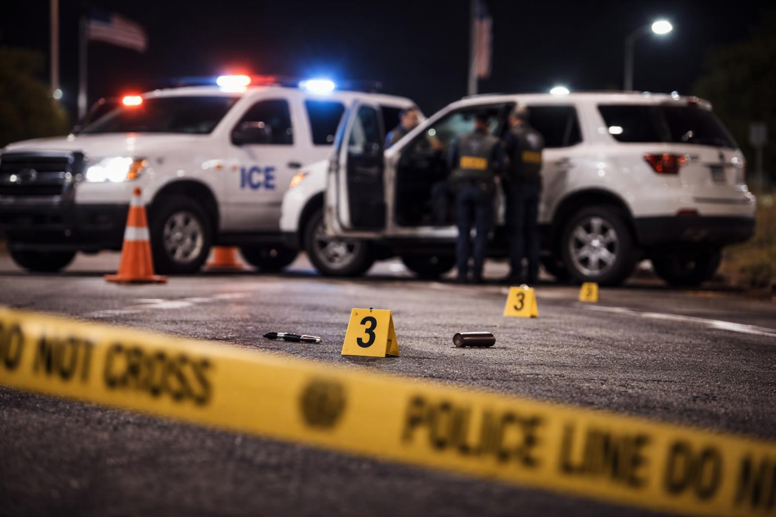 Redaktionelle Szene zum Thema „US-Behörden untersuchen tödlichen Schuss bei ICE-Kontrolle in Texas“