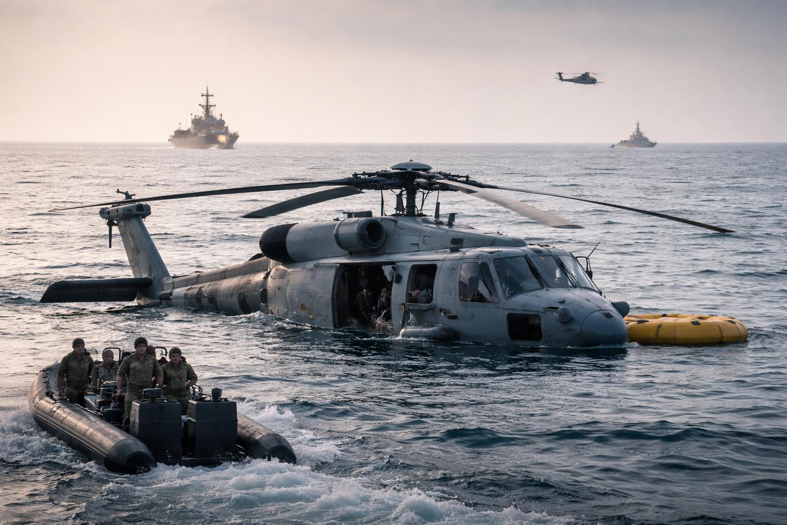 Redaktionelle Szene zum Thema „US-Marinehubschrauber muss im Arabischen Meer notlanden – ein Crewmitglied vermisst“