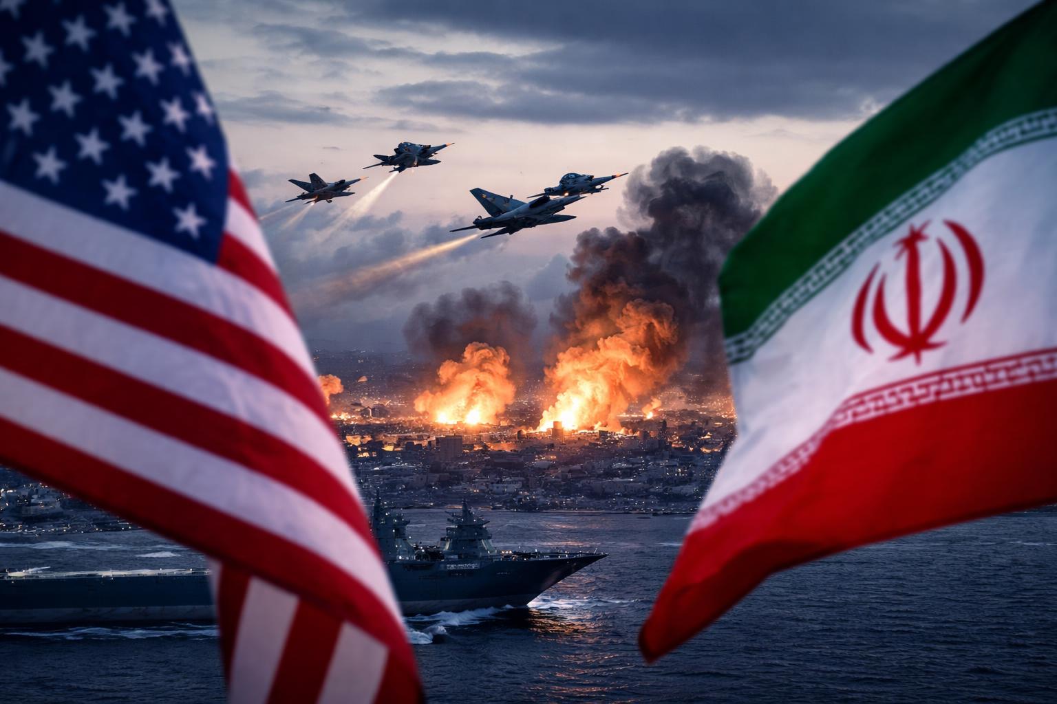 Redaktionelle Szene zum Thema „USA drohen Iran nach neuer Angriffswelle mit weiteren Folgen“