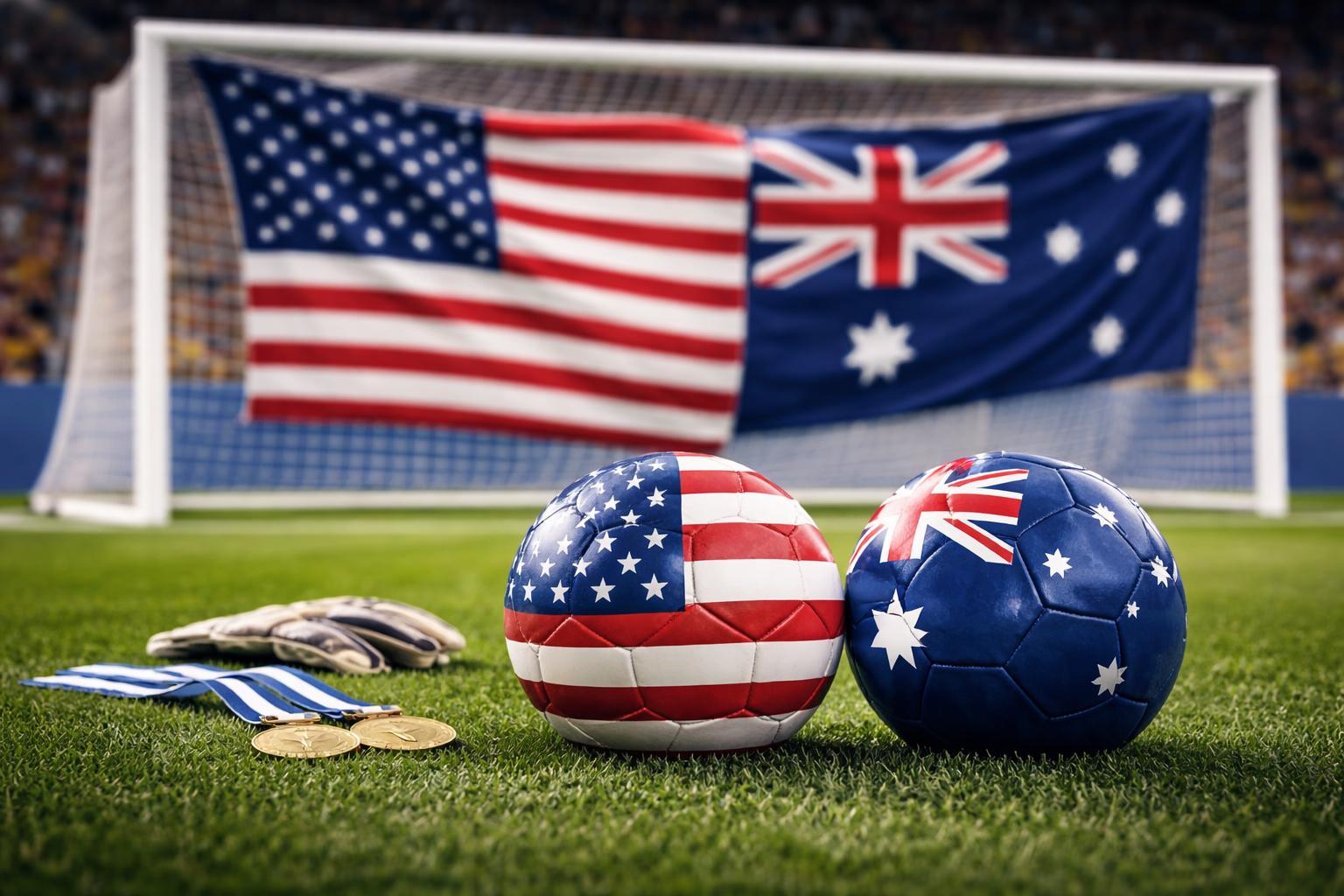 Redaktionelle Szene zum Thema „USA schlagen Australien 2:0 und legen in der WM nach“