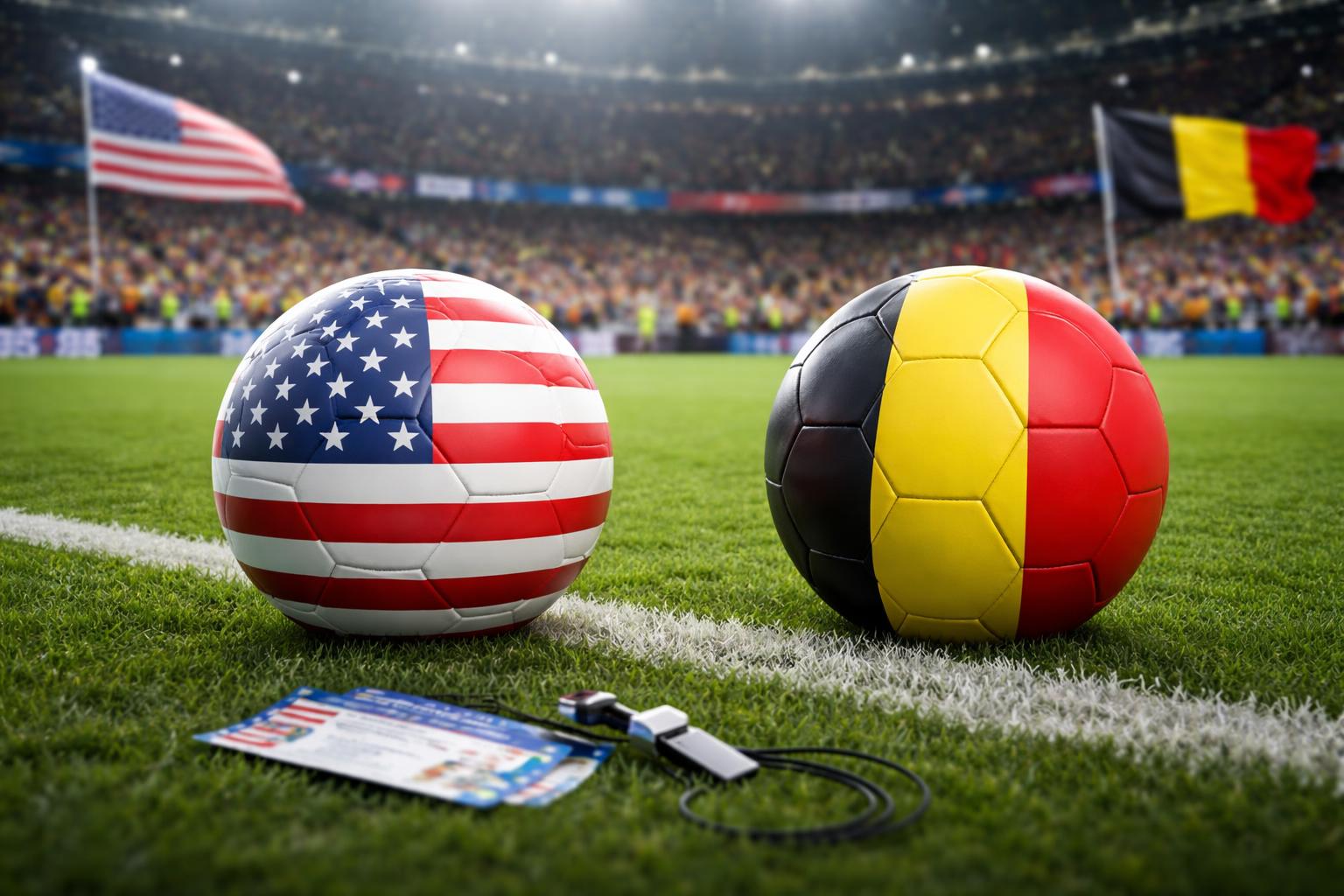 Redaktionelle Szene zum Thema „USA und Belgien kämpfen um Viertelfinalticket“