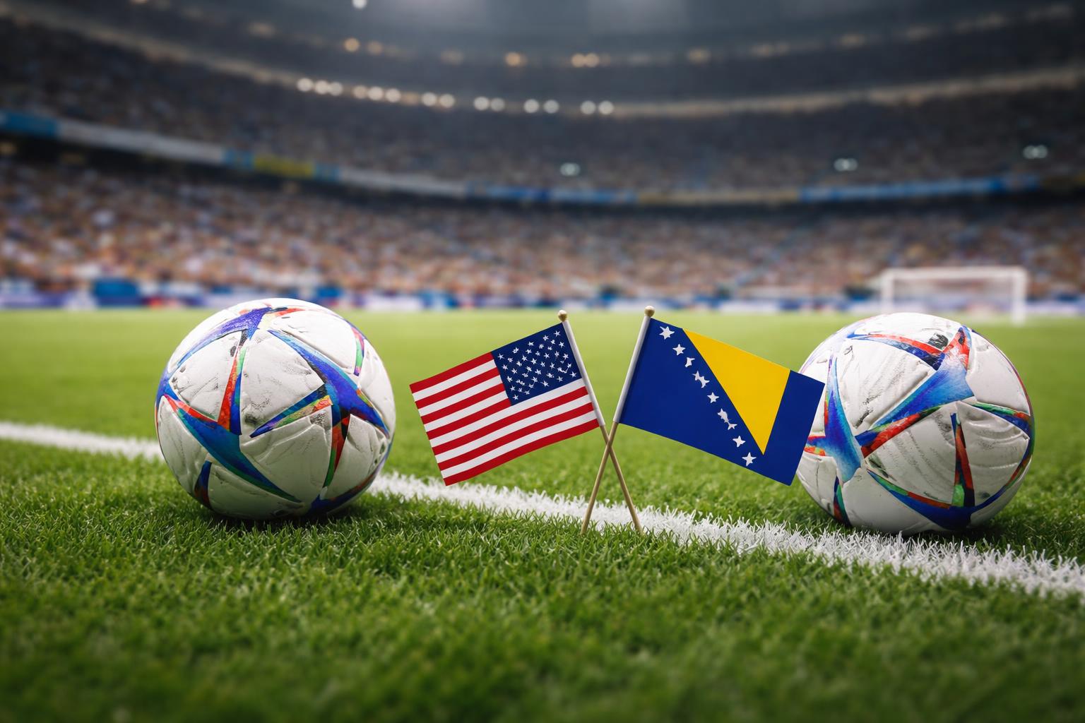 Redaktionelle Szene zum Thema „USA und Bosnien-Herzegowina im WM-Sechzehntelfinale“