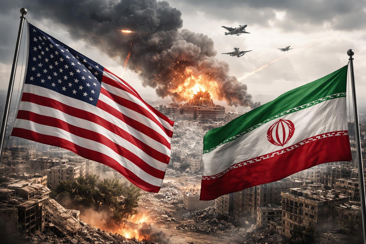 Redaktionelle Szene zum Thema „USA und Iran drohen sich nach Angriffen mit Vergeltung“