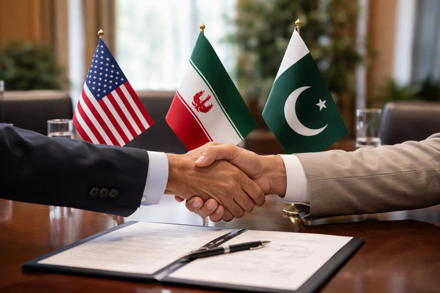 Redaktionelle Szene zum Thema „USA und Iran einigen sich laut Pakistan auf Friedensvereinbarung“