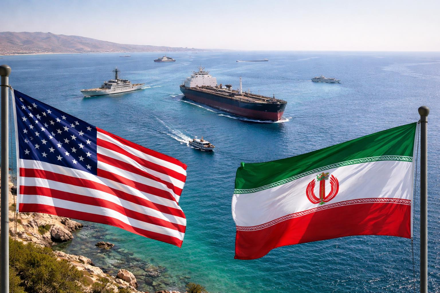Redaktionelle Szene zum Thema „USA und Iran sollen Übergangslösung für Straße von Hormuz anpeilen“