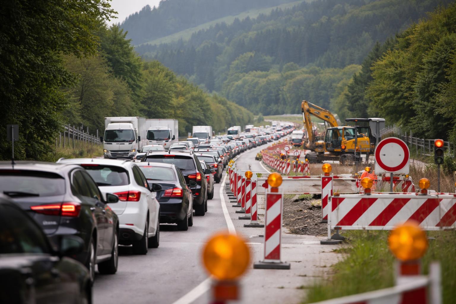 Redaktionelle Szene zum Thema „Verkehrschaos am Samstag auf steirischen Straßen: Mehrere Sperren und lange Staus“