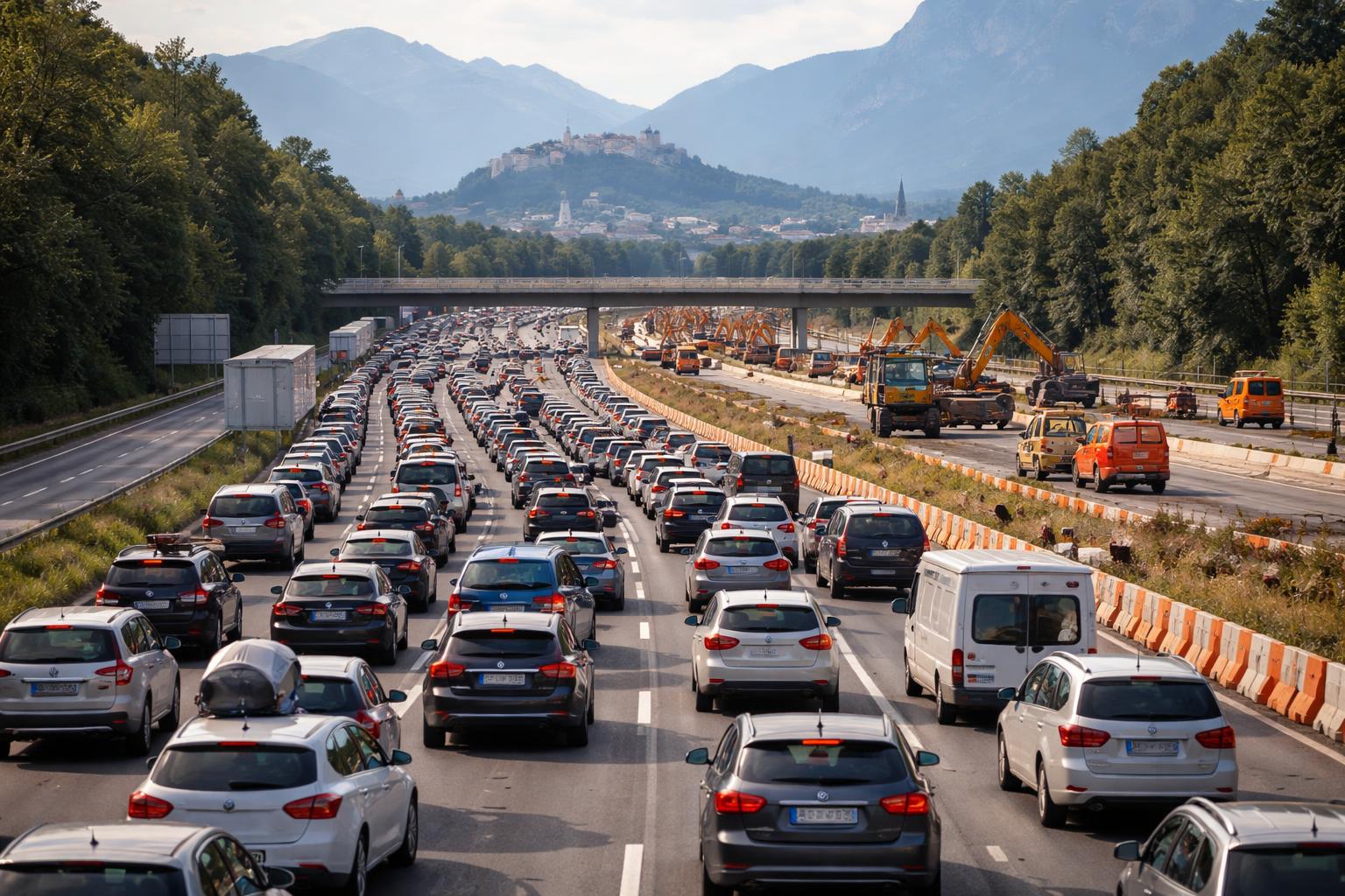 Redaktionelle Szene zum Thema „Verkehrsstau legt Anreise zum Electric Love in Salzburg lahm“