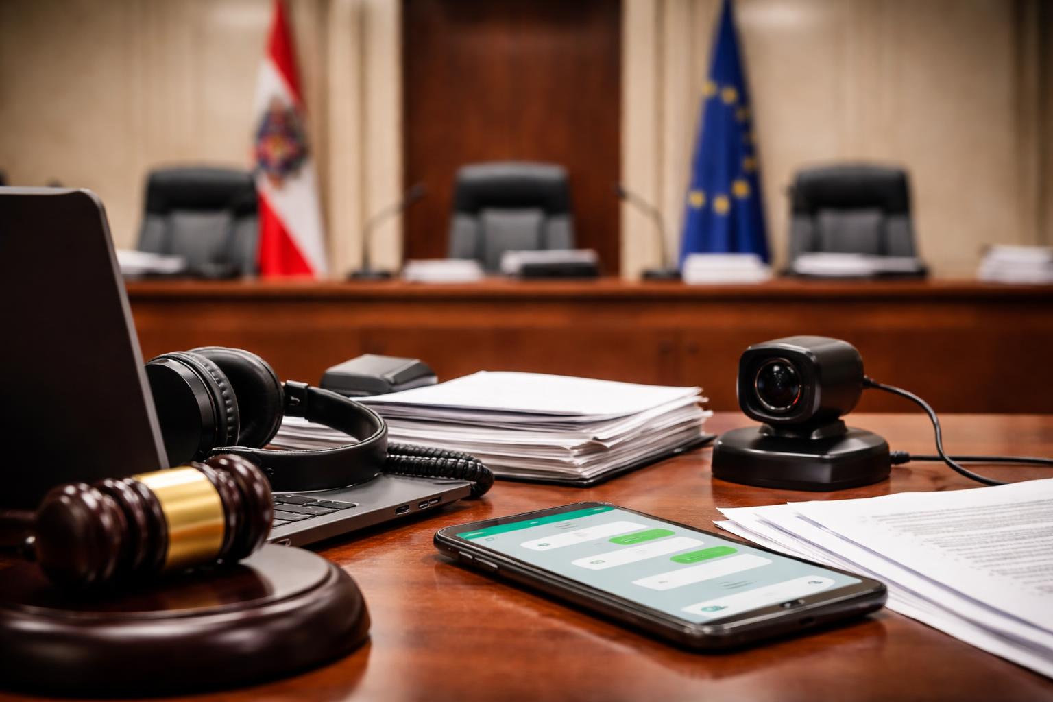 Redaktionelle Szene zum Thema „VfGH verhandelt Beschwerde gegen Messenger-Überwachung öffentlich“