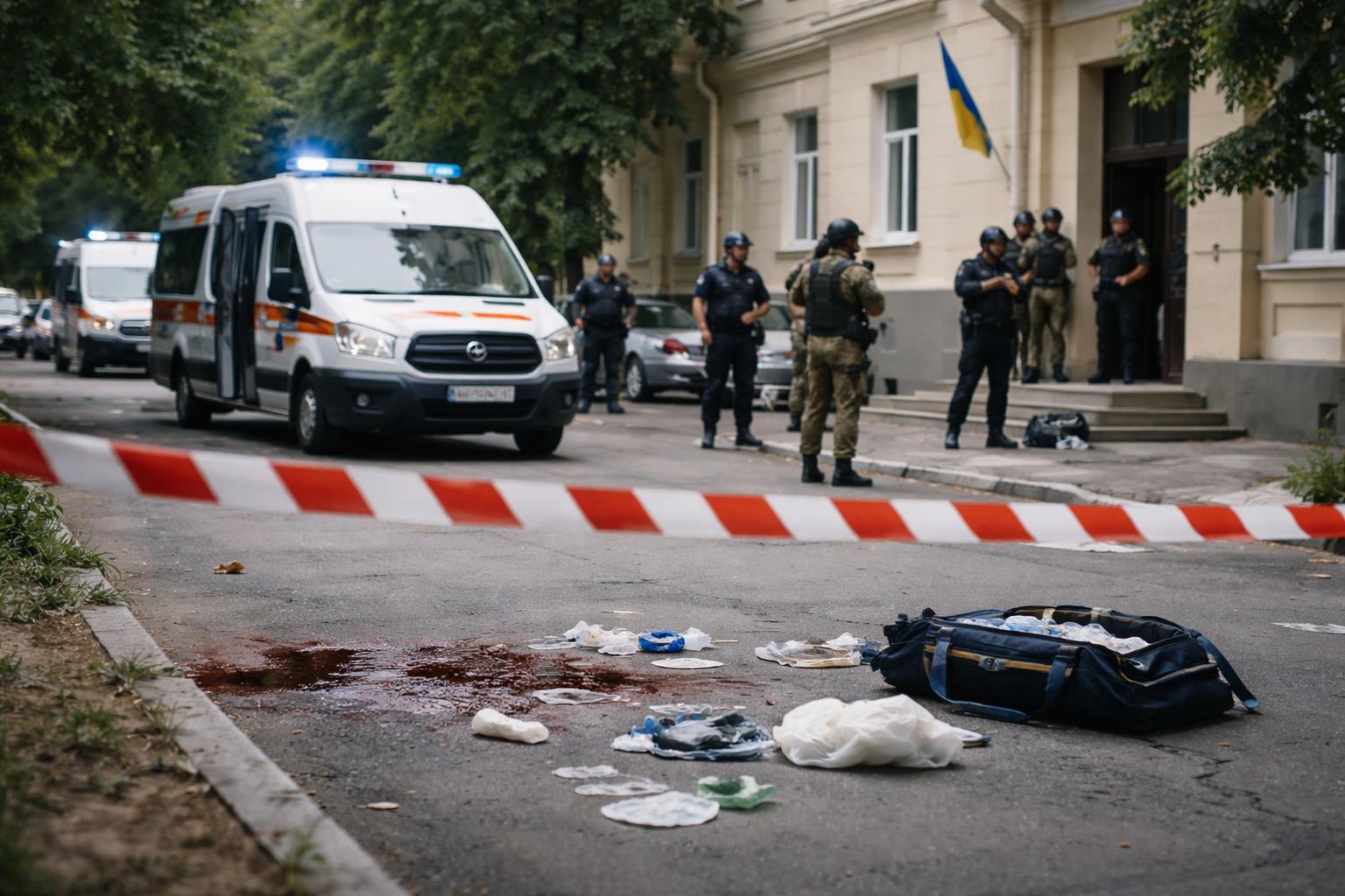 Redaktionelle Szene zum Thema „Vier Männer bei Schüssen in Rekrutierungszentrum in Odessa verletzt“
