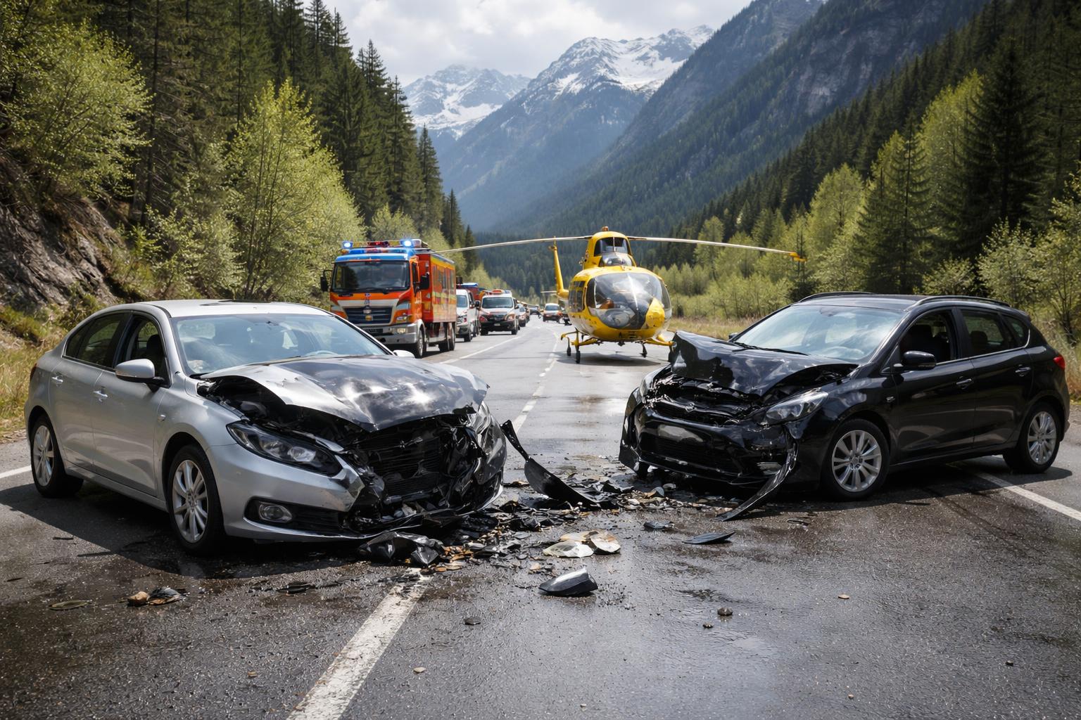 Redaktionelle Szene zum Thema „Vier Verletzte bei Unfall auf der B179 bei Biberwier“