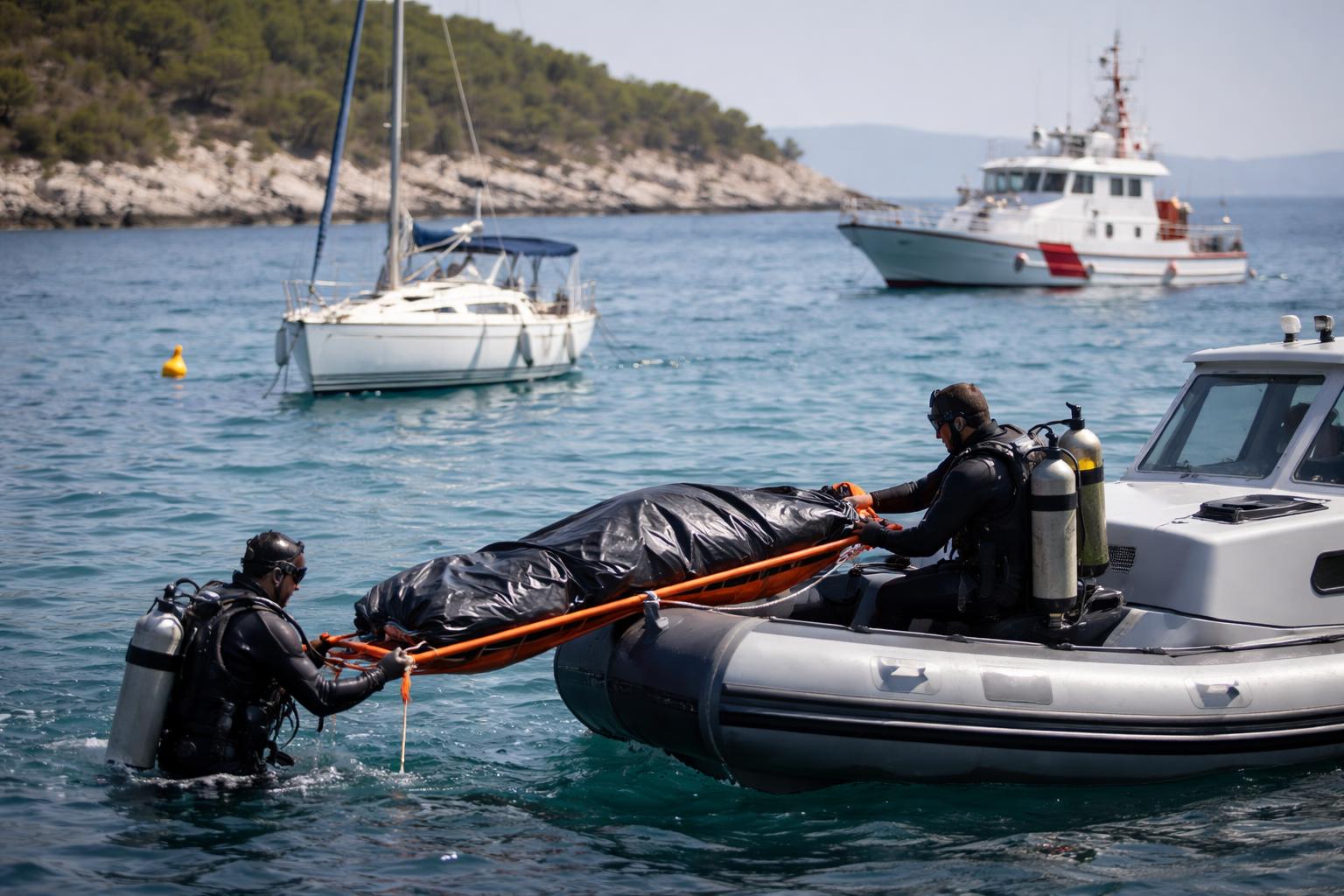 Redaktionelle Szene zum Thema „Vierter Toter nach Bootsunglück vor Kroatiens Küste geborgen“