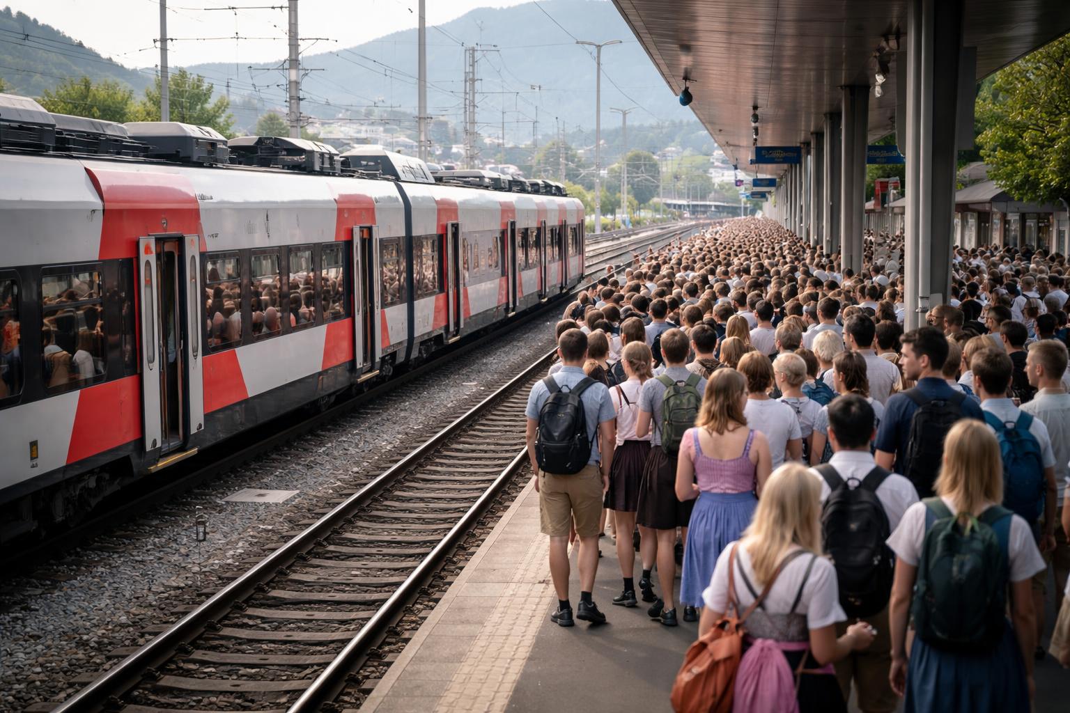 Redaktionelle Szene zum Thema „Villacher Kirchtag: ÖBB-Störungen und lange Wartezeiten“