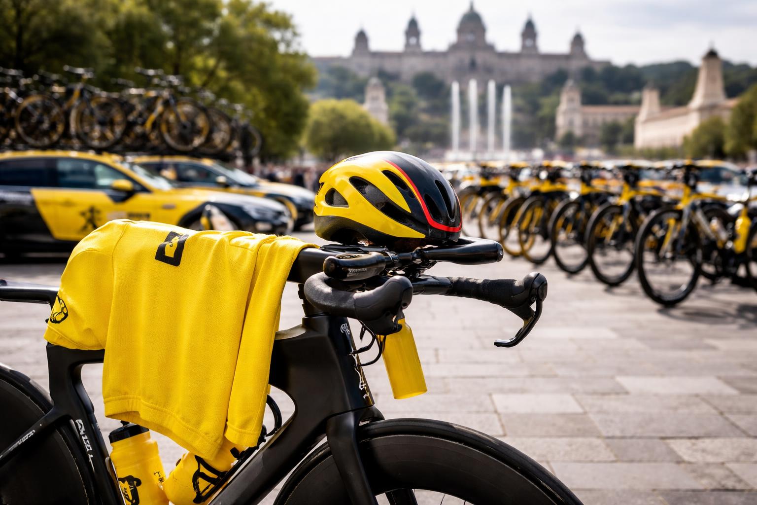 Redaktionelle Szene zum Thema „Vingegaard holt mit Visma Tagessieg und Gelb bei Tour-Auftakt in Barcelona“