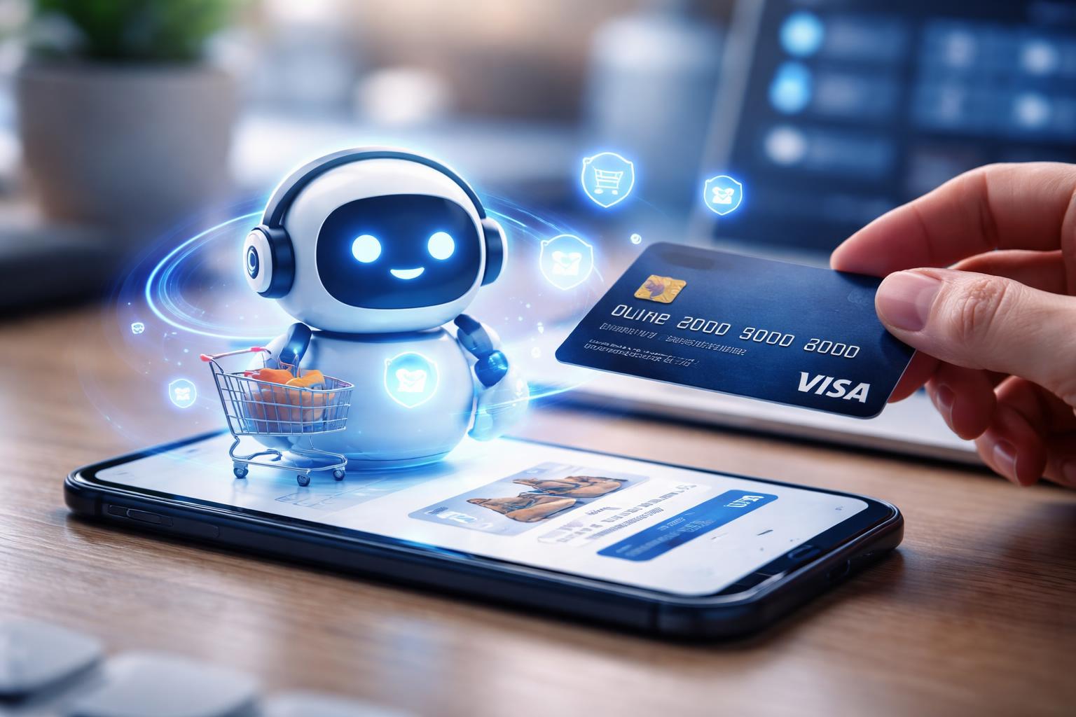 Redaktionelle Szene zum Thema „Visa setzt auf KI-Agenten im Onlinehandel“