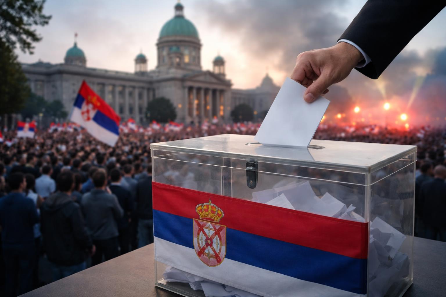 Redaktionelle Szene zum Thema „Vucic kündigt Rücktritt in wenigen Wochen und vorgezogene Neuwahlen an“