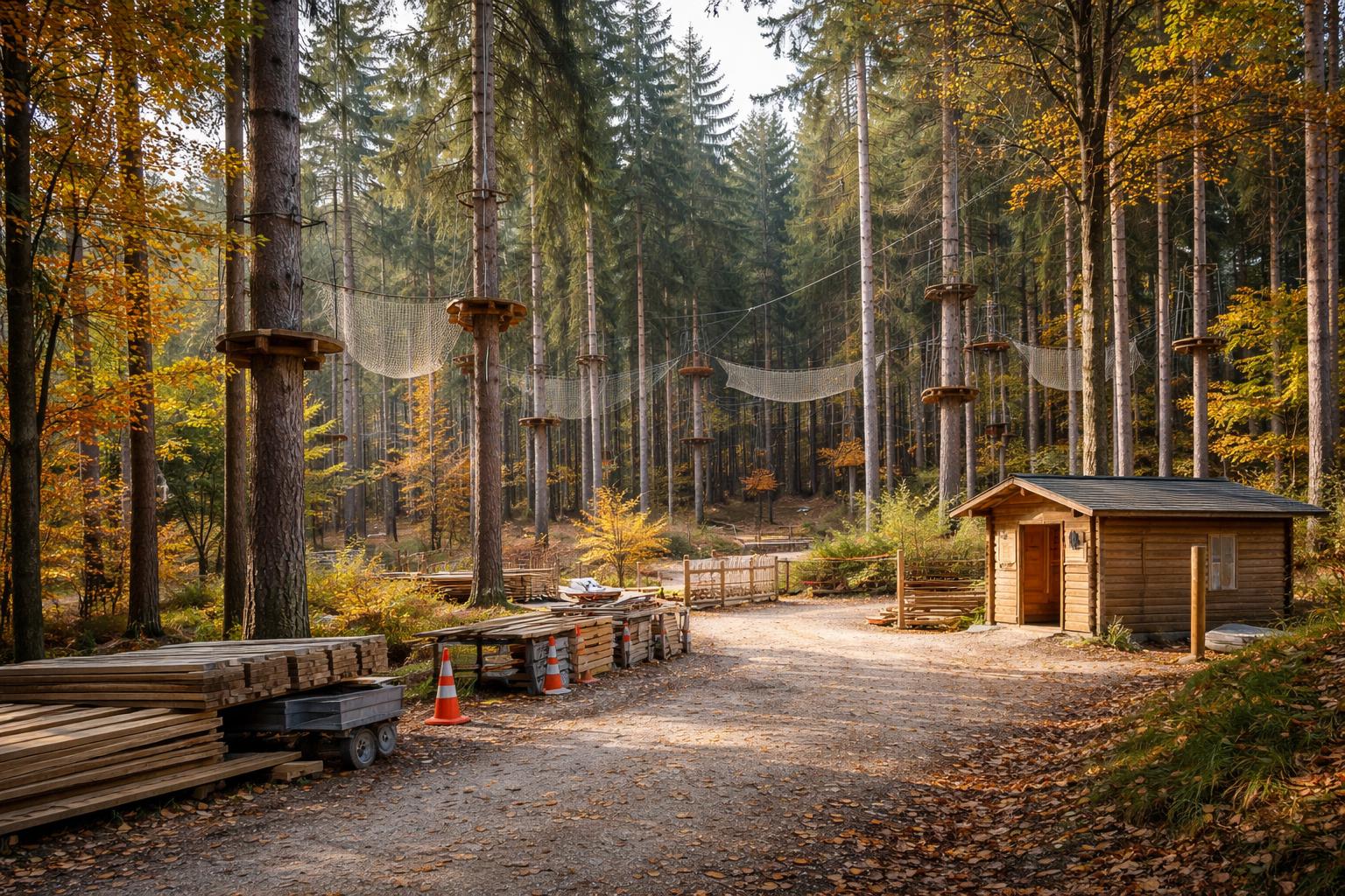 Redaktionelle Szene zum Thema „Waldseilpark in Eitweg steht nach Verzögerung vor Eröffnung“
