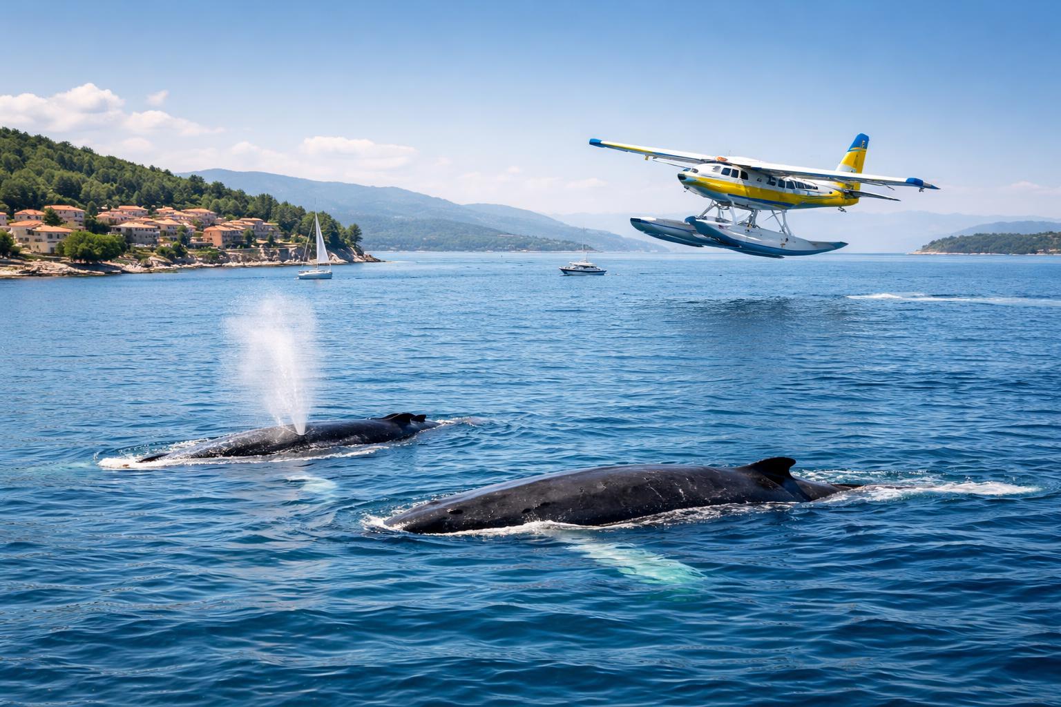 Redaktionelle Szene zum Thema „Wale und Wasserflugzeuge in der Adria: Neue Beobachtungen und Ausflugstipps aus dem Alpe-Adria-Raum“