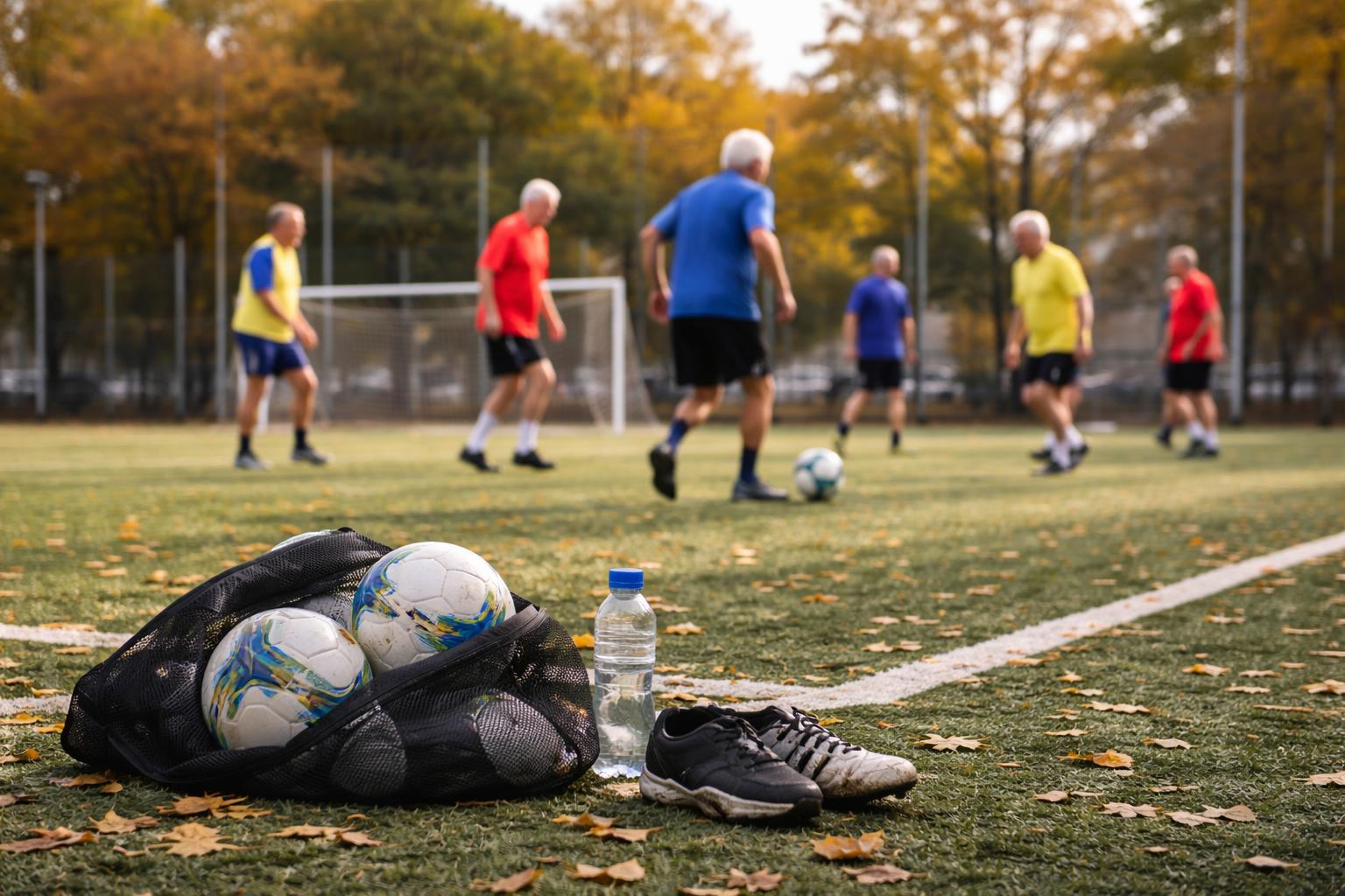 Redaktionelle Szene zum Thema „Walking Football bringt Senioren zurück auf den Fußballplatz“
